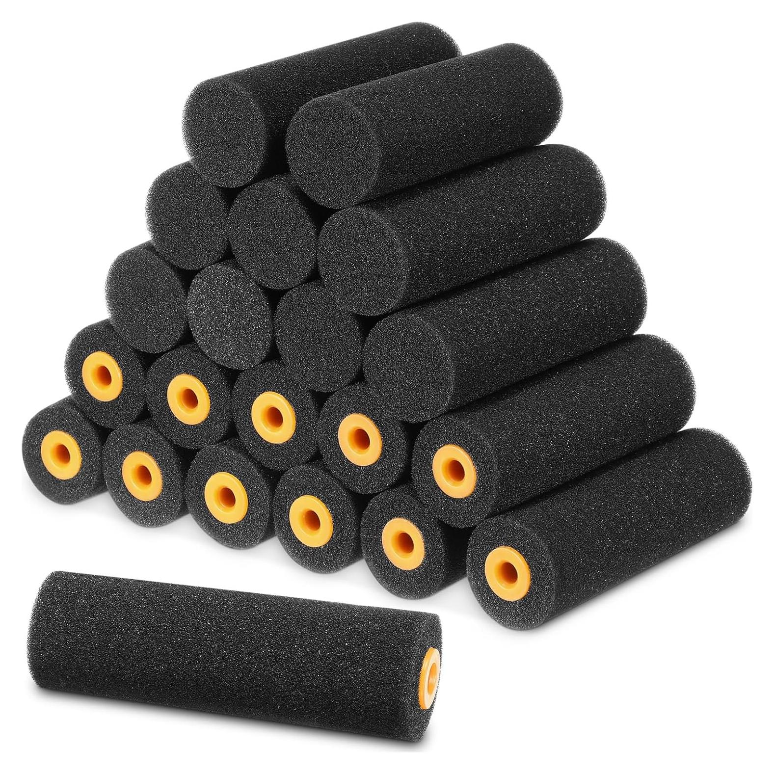 20 Rodillos de Pintura de Espuma Negra 10.16 cm Leriton