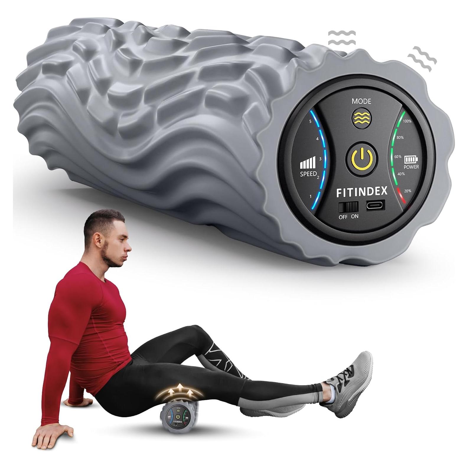 Rodillo de Espuma Vibrante Fitindex 5 Velocidades Masaje Muscular