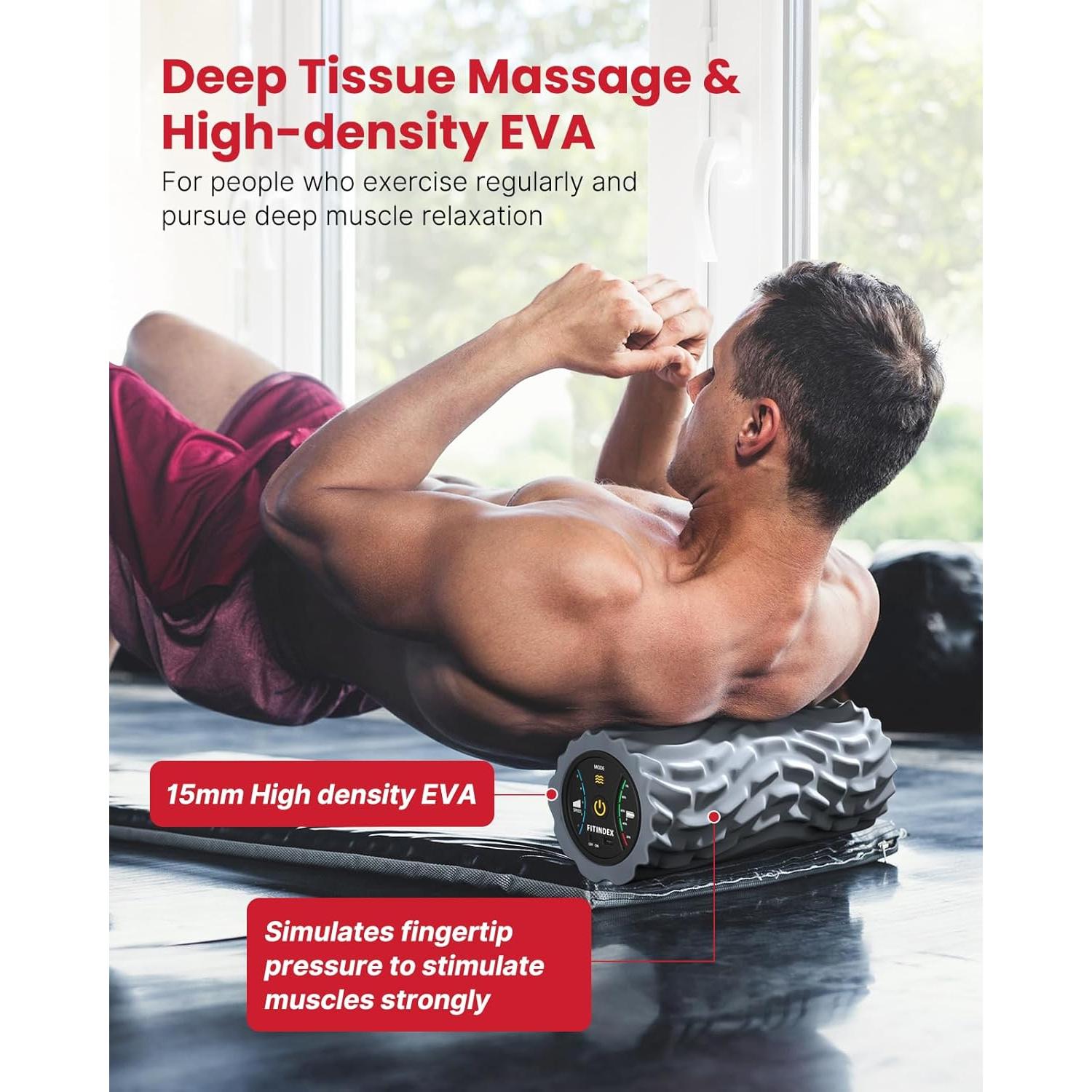 Rodillo de Espuma Vibrante Fitindex 5 Velocidades Masaje Muscular