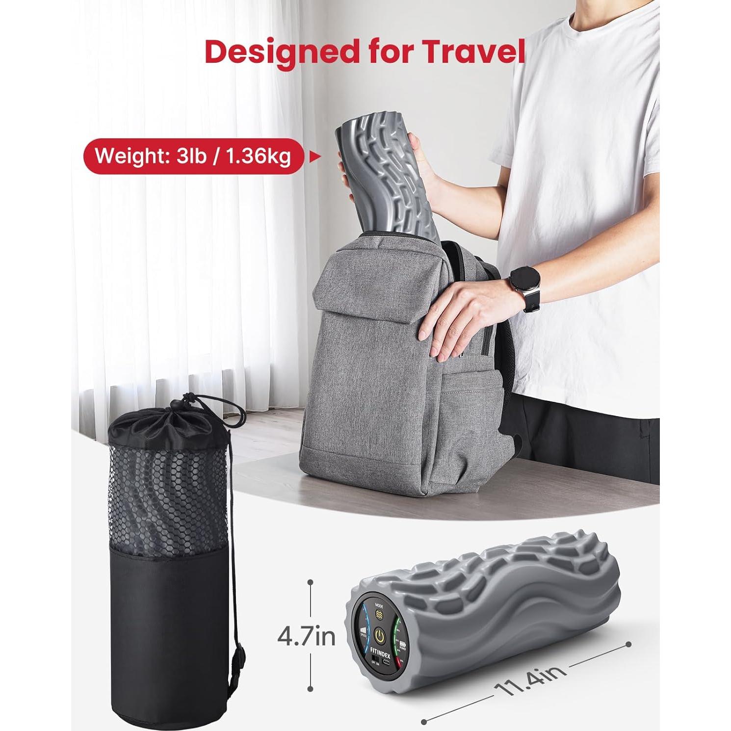 Rodillo de Espuma Vibrante Fitindex 5 Velocidades Masaje Muscular