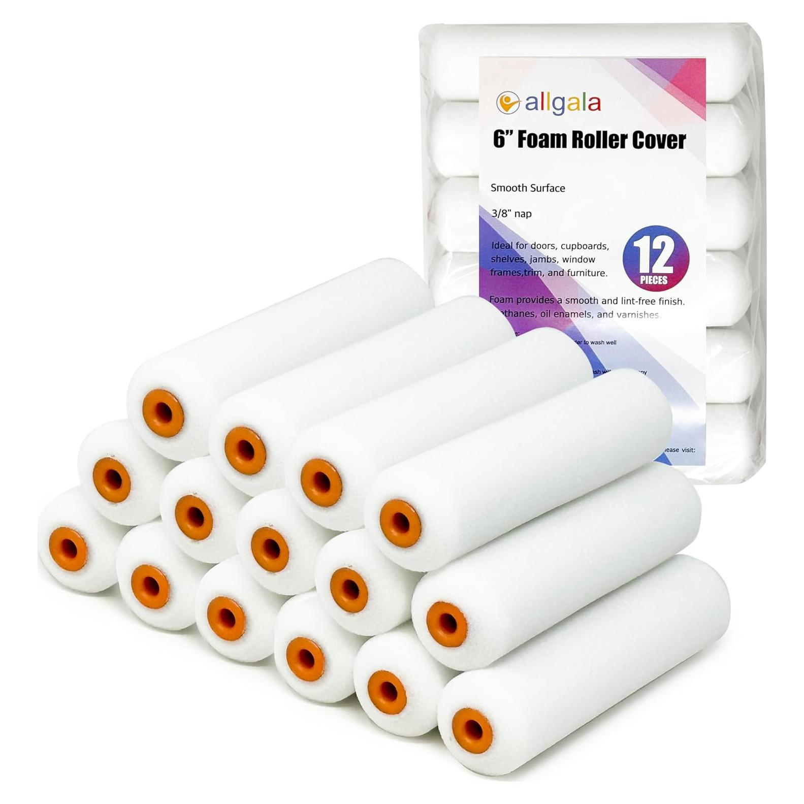 Rodillos de Espuma Allgala 6" (15.24 cm) Paquete de 12 Sin Pelusa