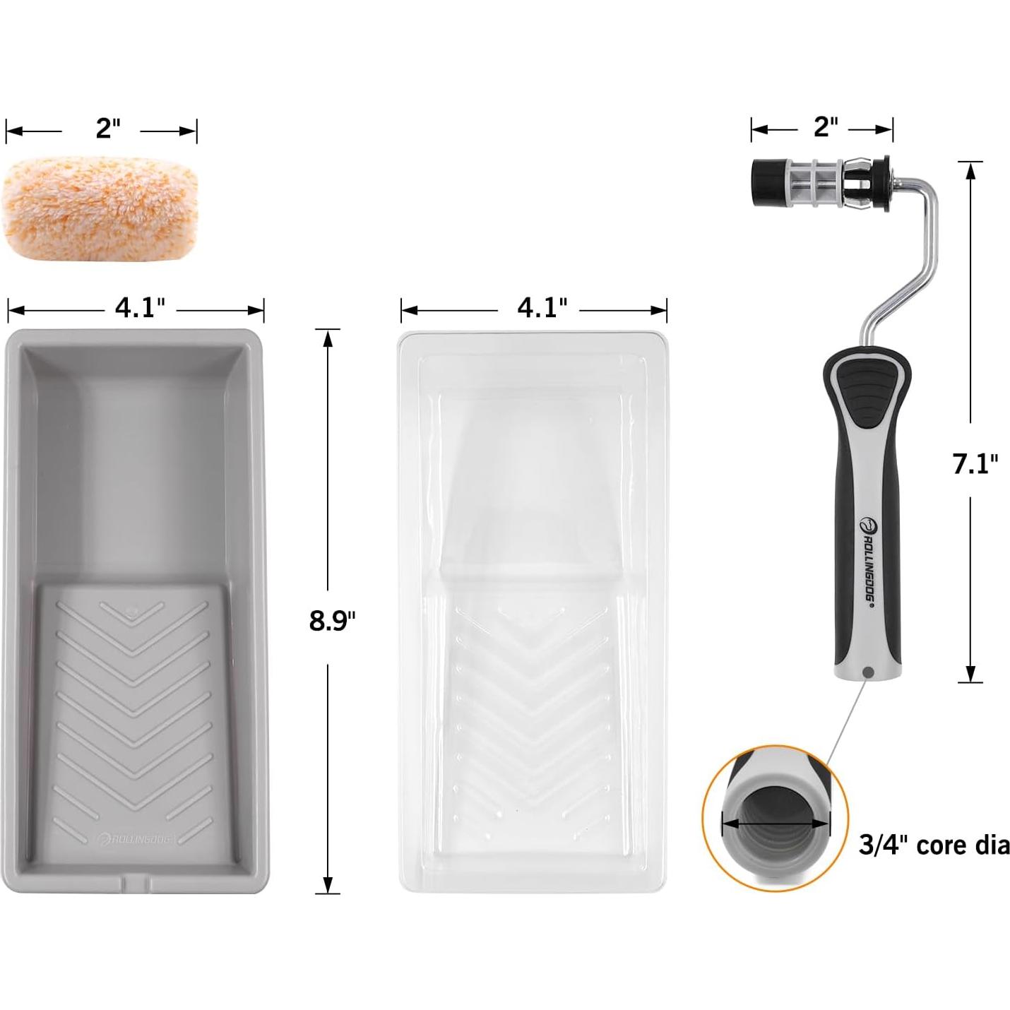 Set de Rodillos de Pintura Mini ROLLINGDOG 2" Microfibra 8 Piezas