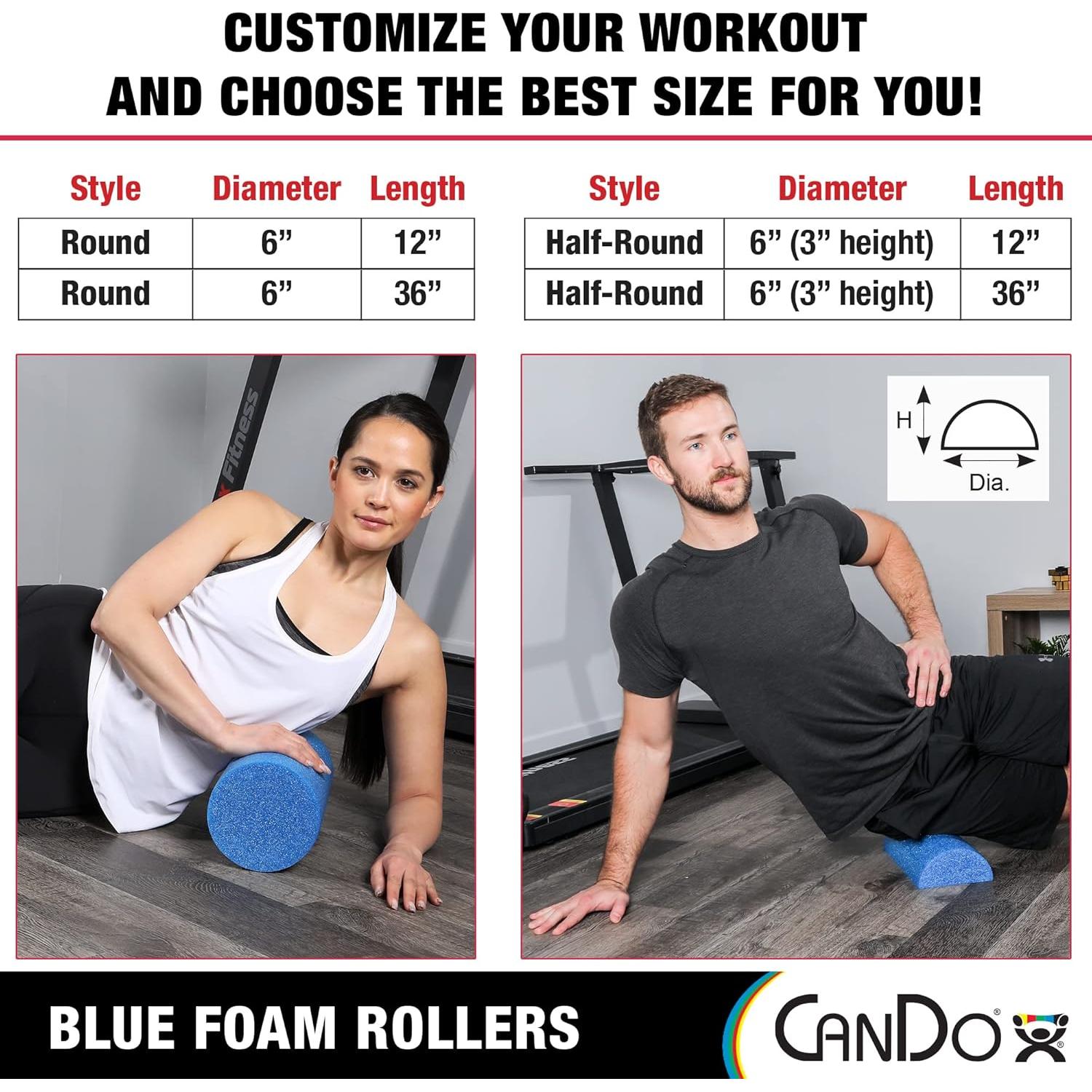 Rodillo de Espuma PE Azul CanDo 15.24 cm x 91.44 cm para Fitness