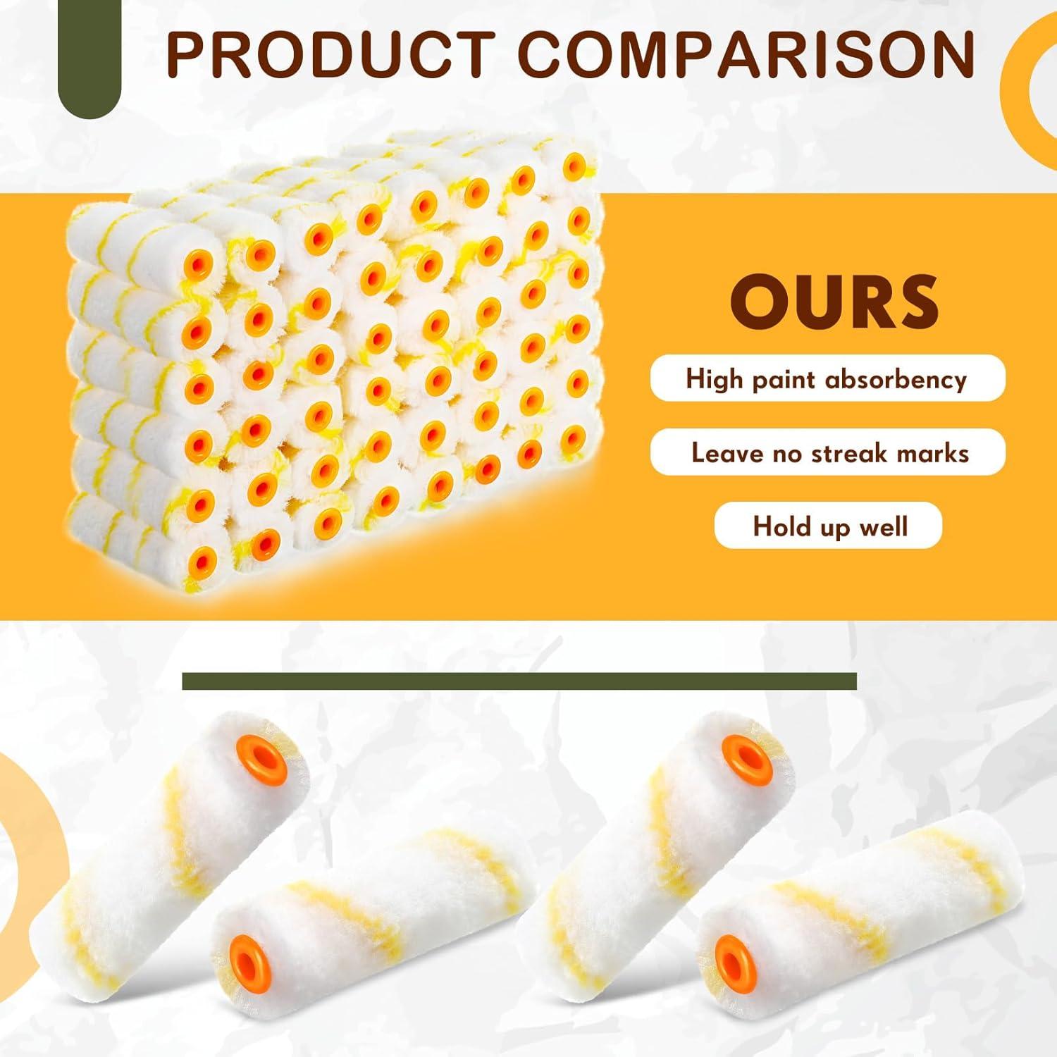 Kit 200 Fundas Mini Rodillo Pintura Leumoi 4" Microfibra