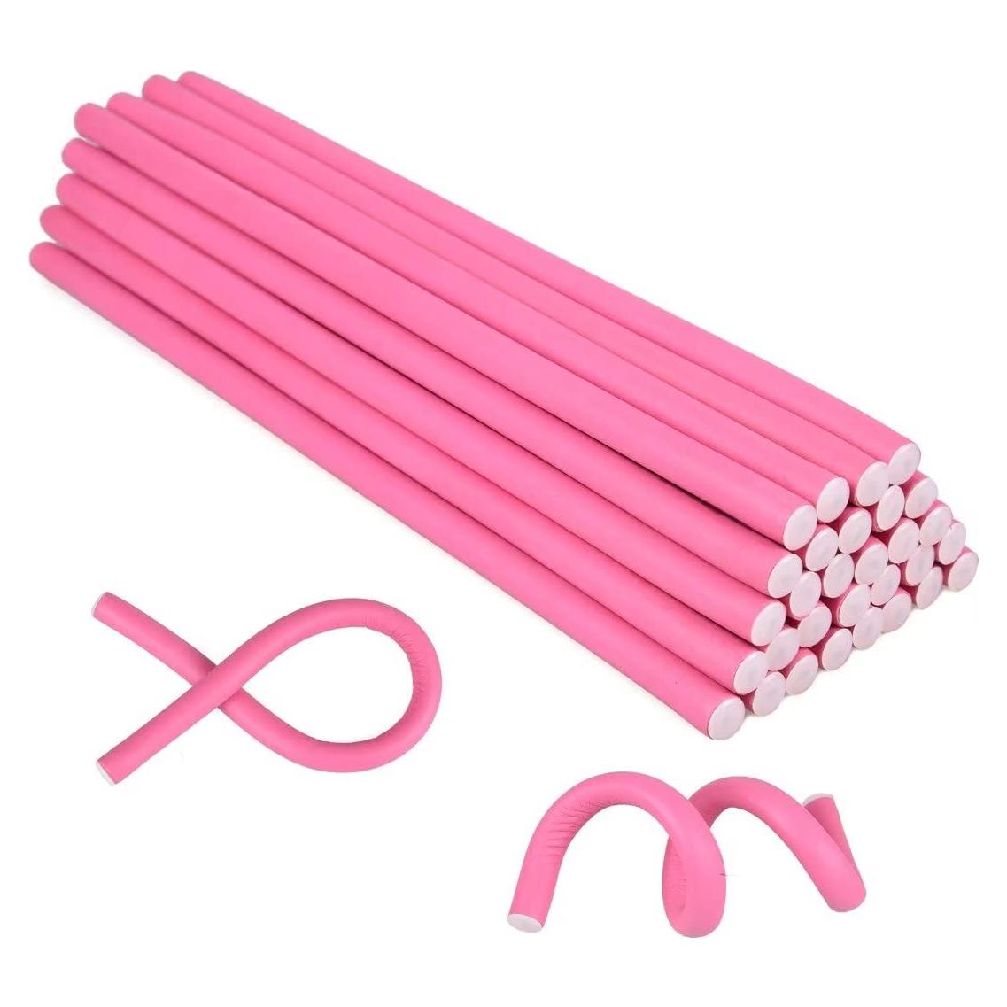 30 Varillas de Rizado Flexible Sin Calor Royota Rosa 24 cm