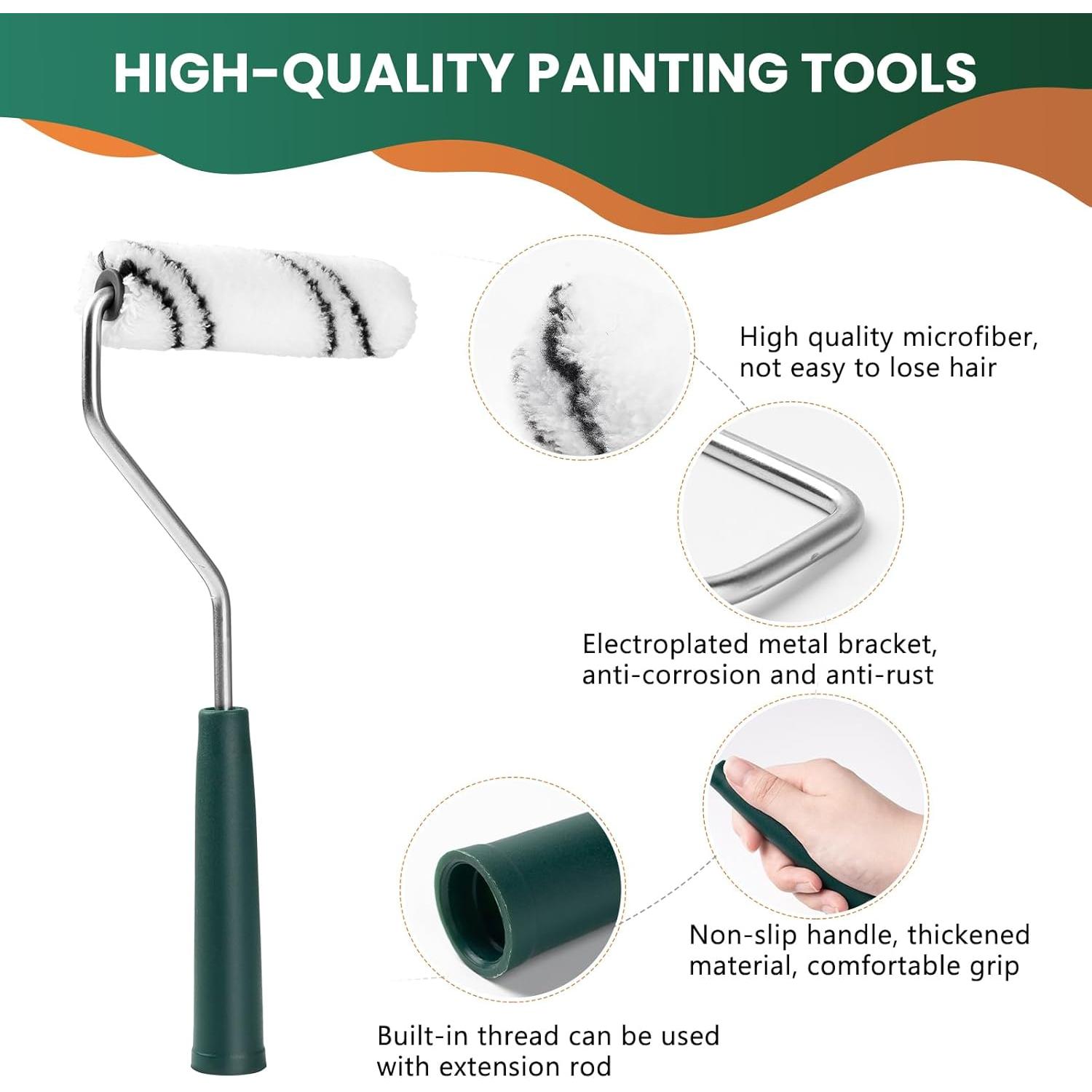 Kit Rodillo de Pintura Microfibra 4" con 40 Fundas HJPR4040