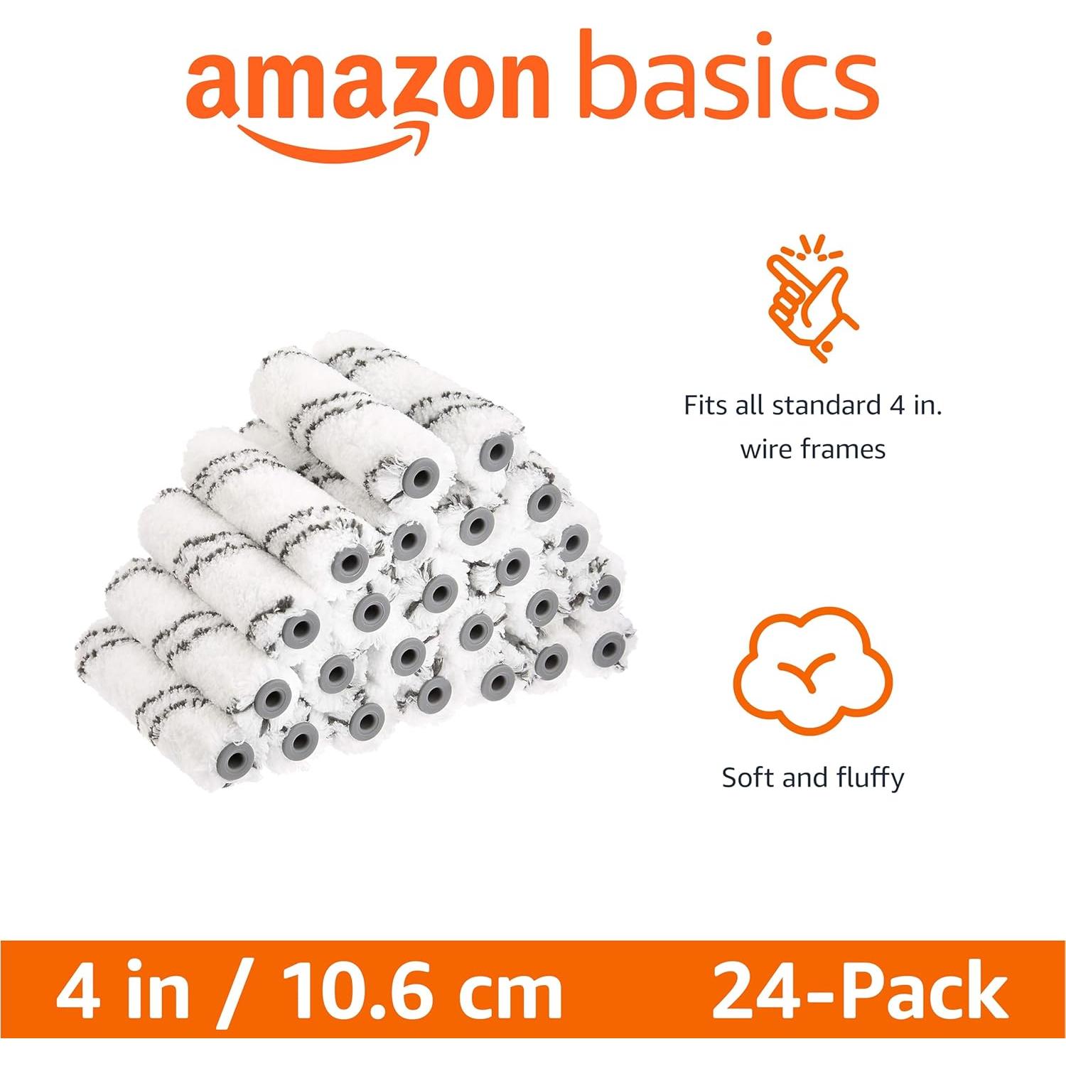 Cubiertas de Rodillo de Pintura Microfibra Amazon Basics 4" 24 Pzas