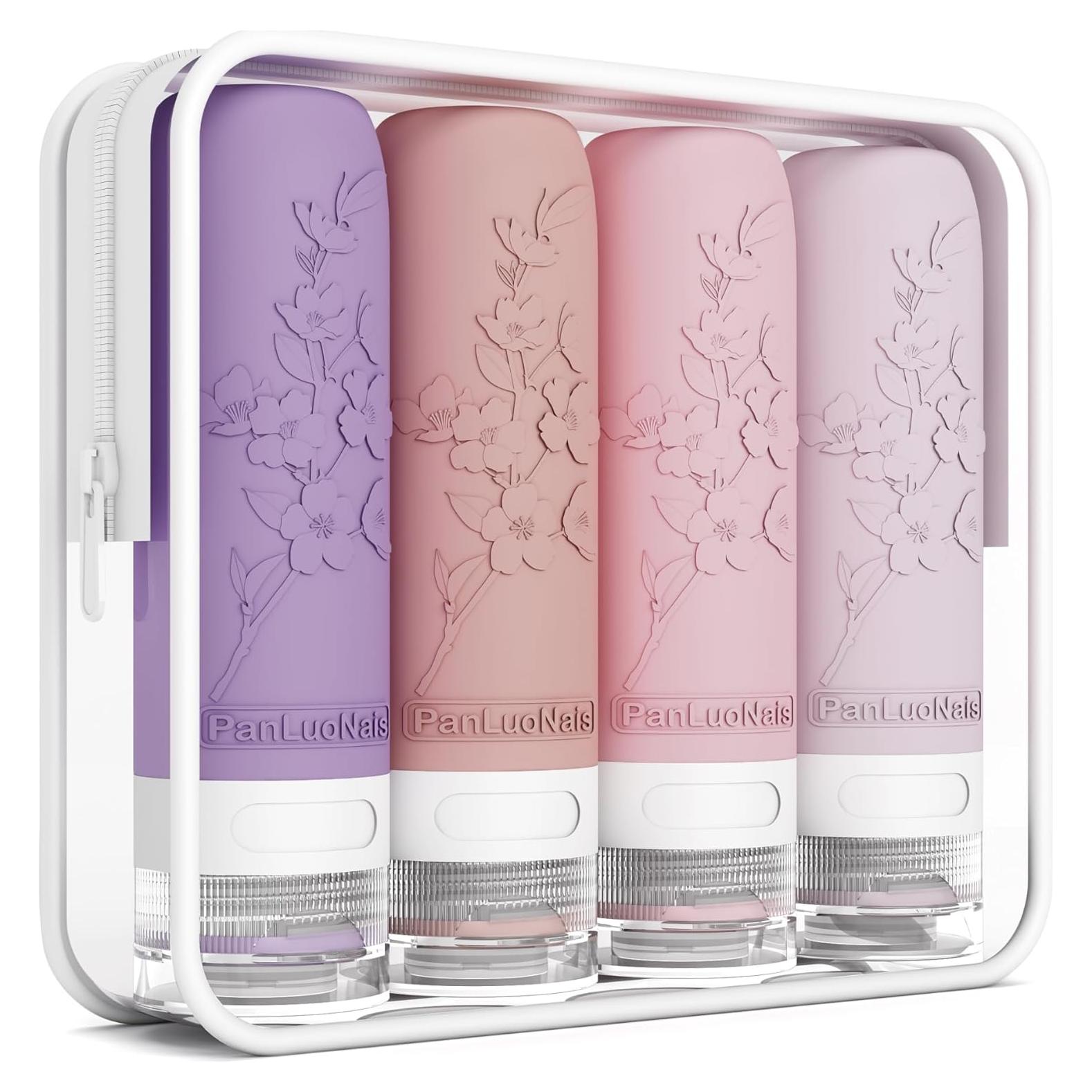 Botellas de Viaje PanLuoNais 3 Oz Silicona A Prueba de Fugas