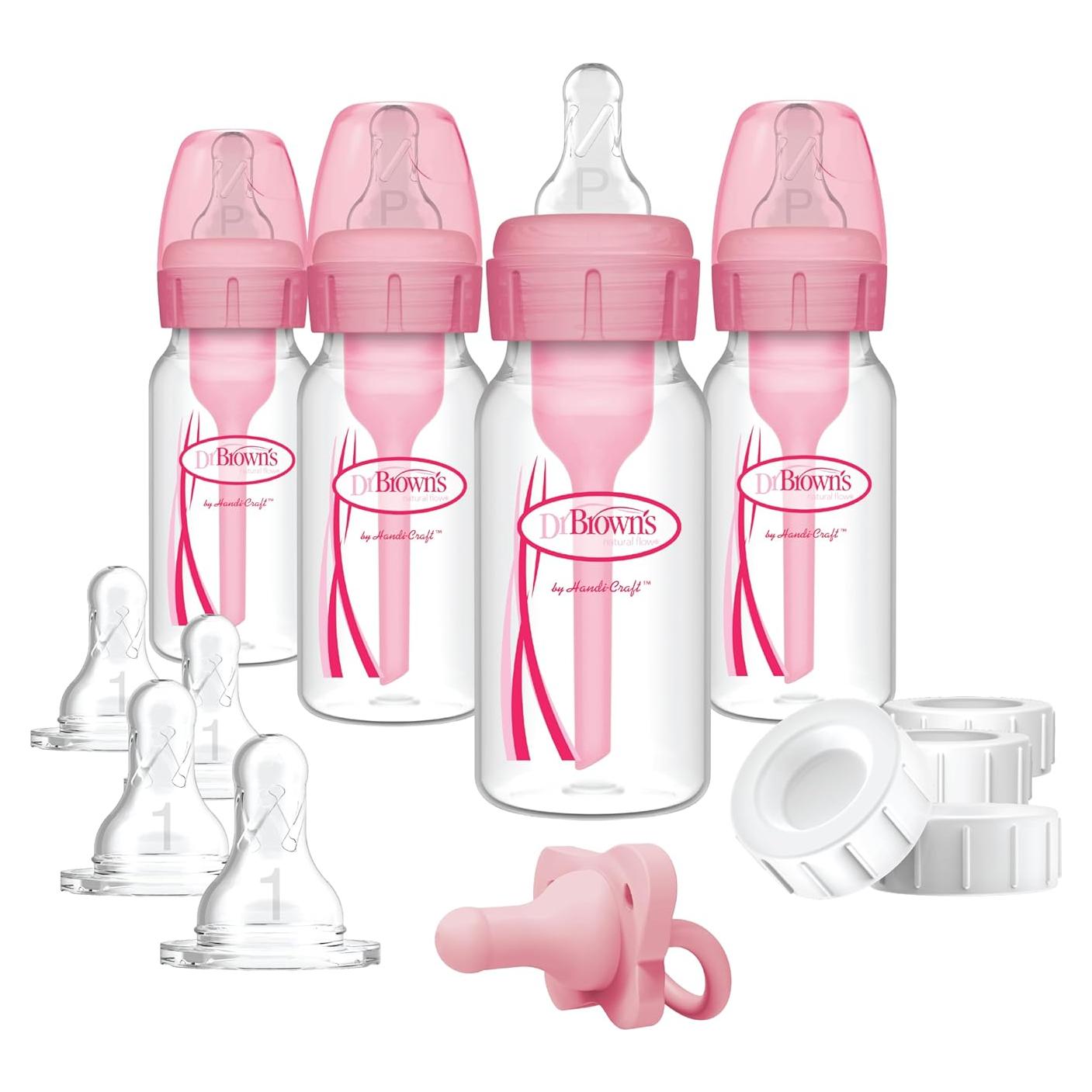 Set de Alimentación Anti-Cólicos Dr. Brown Rosa 4 Biberones 120ml