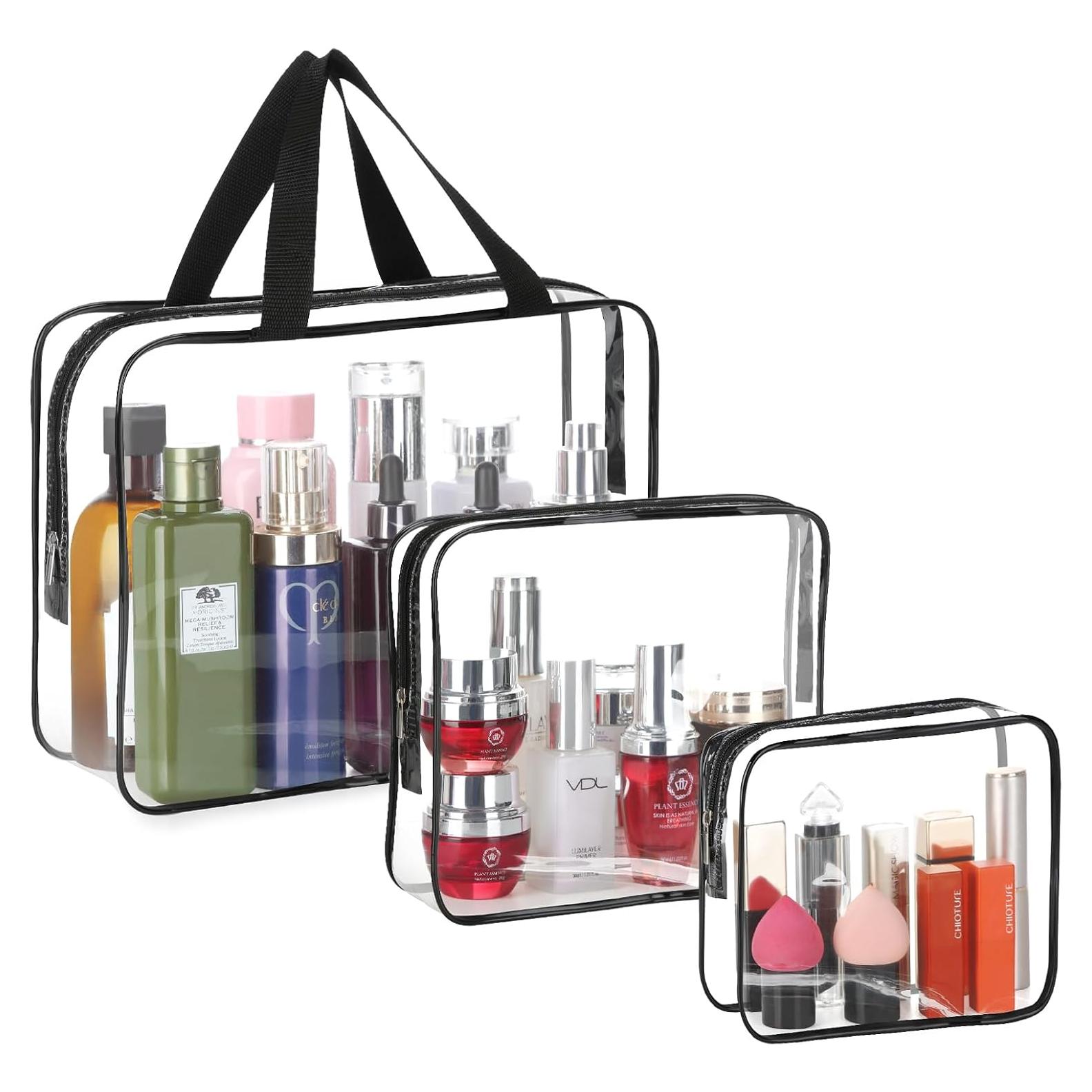 HAOGUAGUA 3 Bolsas Transparentes de Viaje para Cosméticos