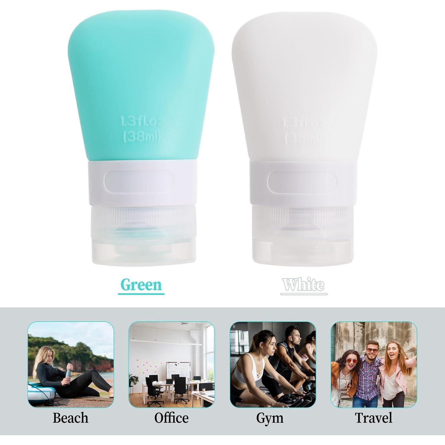 Paquete de 2 botellas de viaje de silicona 38ml Xthrotsenk