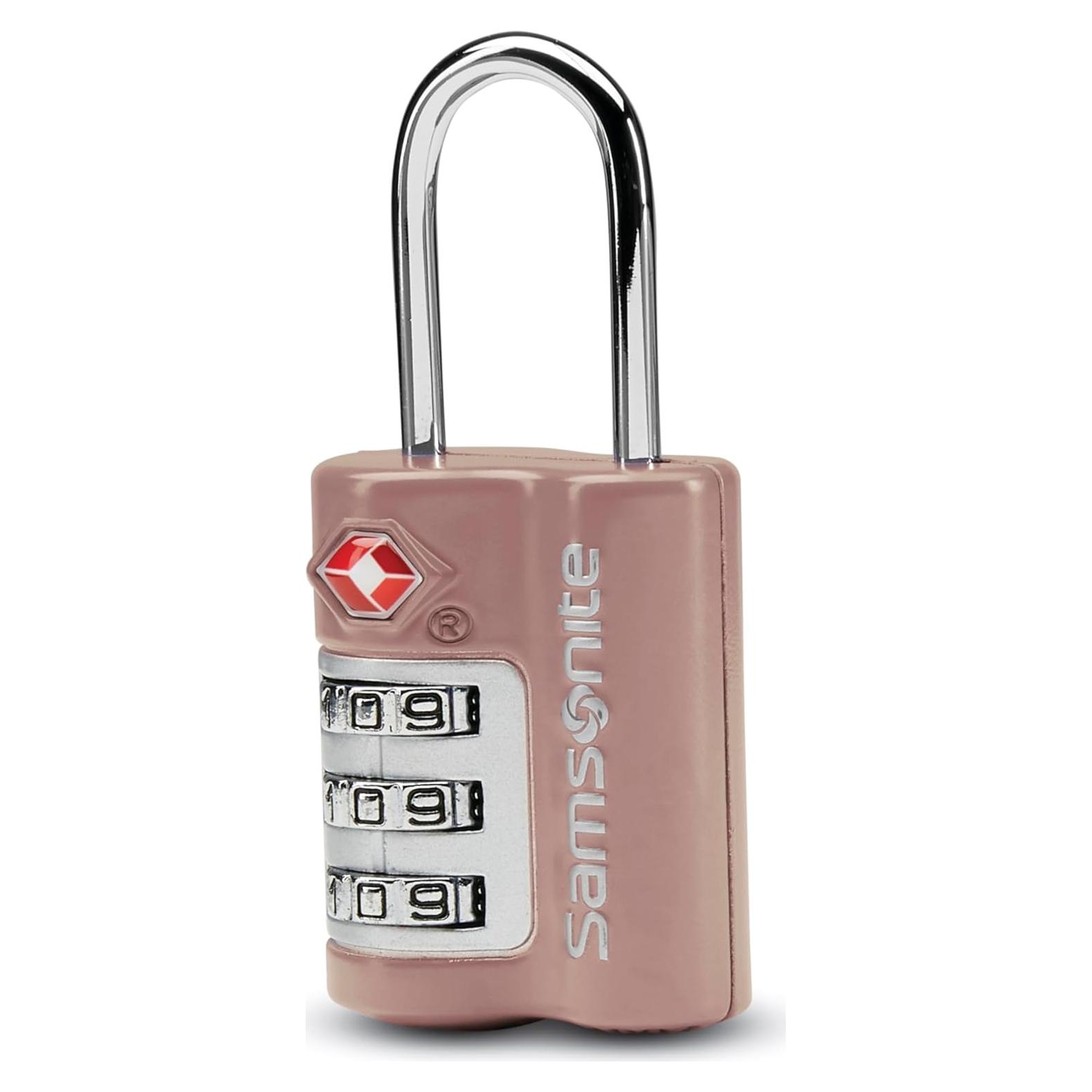 Candado de Combinación Samsonite Rosa Polvoriento TSA 3 Discos