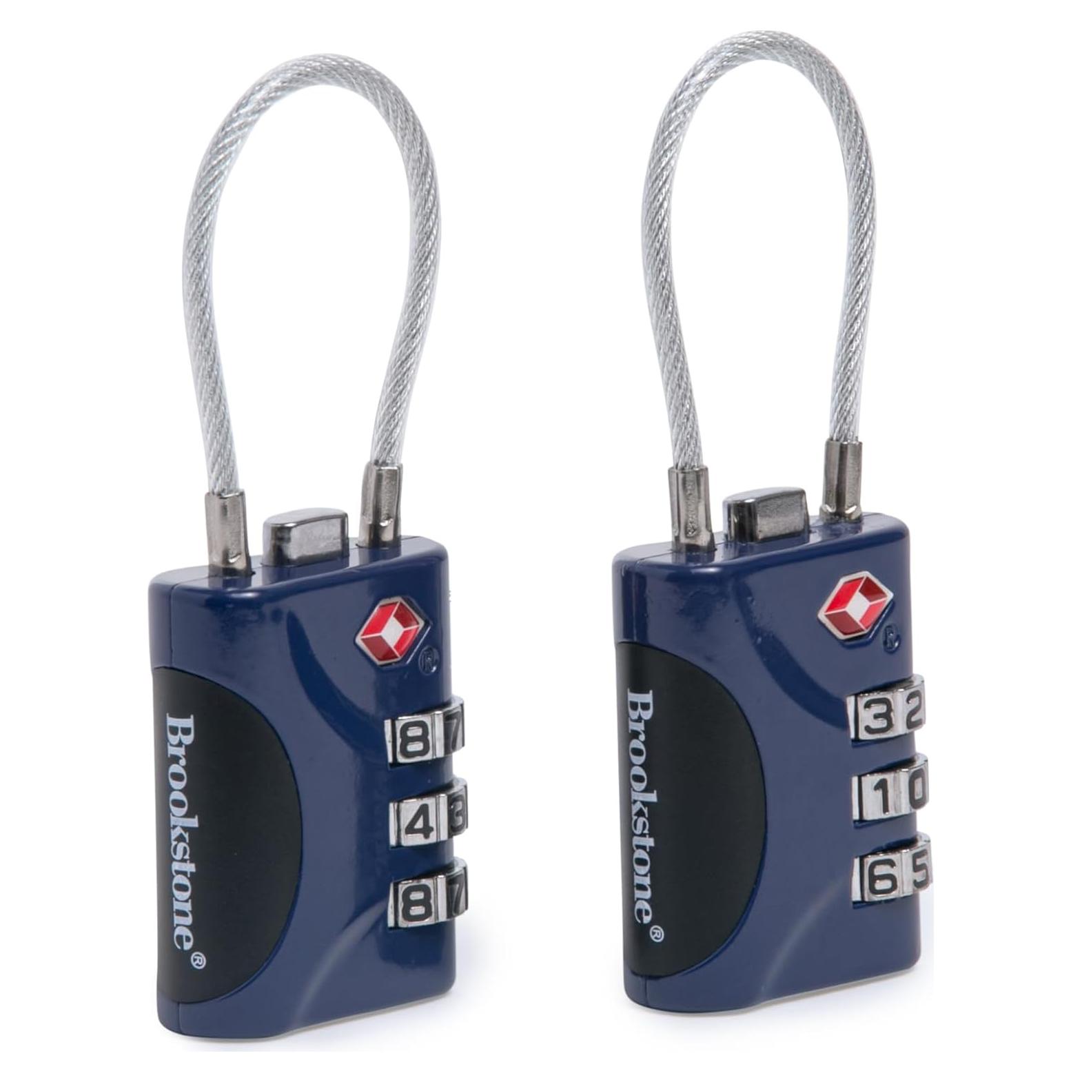 Candado de Cable Brookstone - 2 Unidades TSA 3 Dígitos Azul