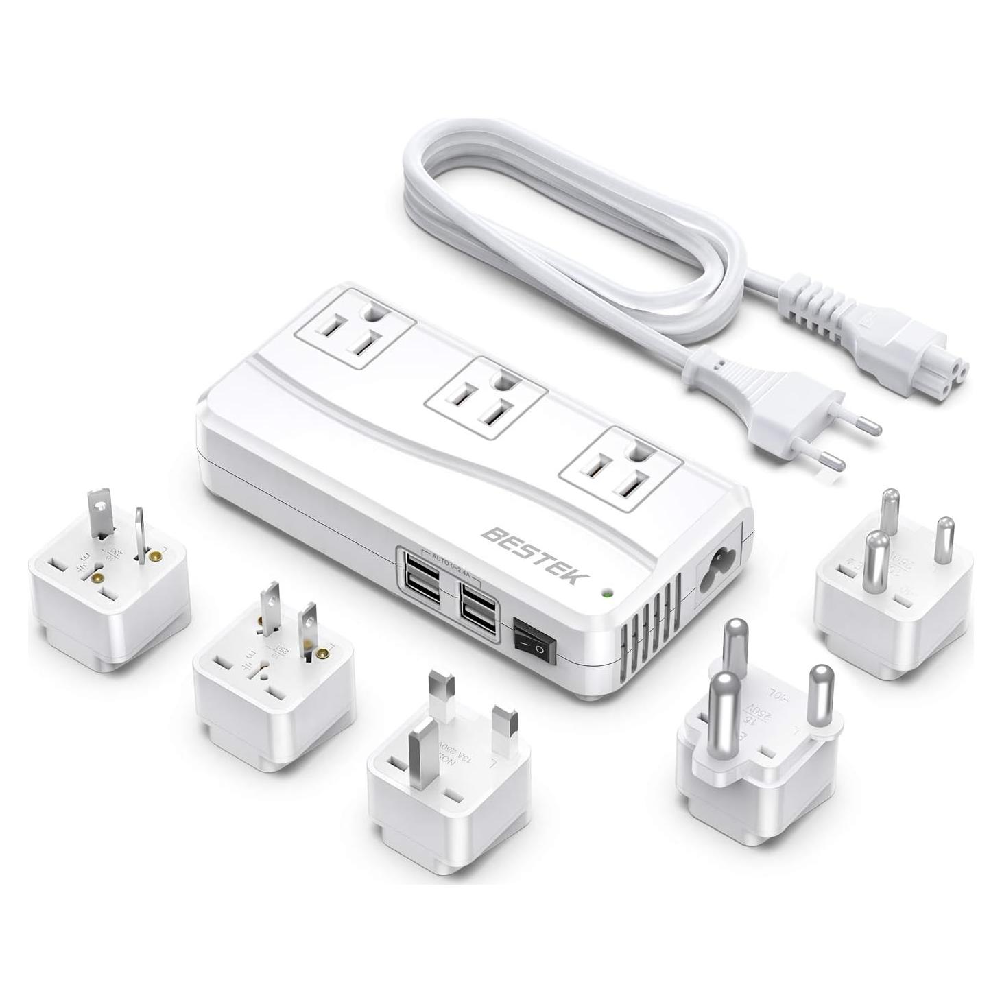 Adaptador de corriente internacional BESTEK 250W 4 USB Blanco
