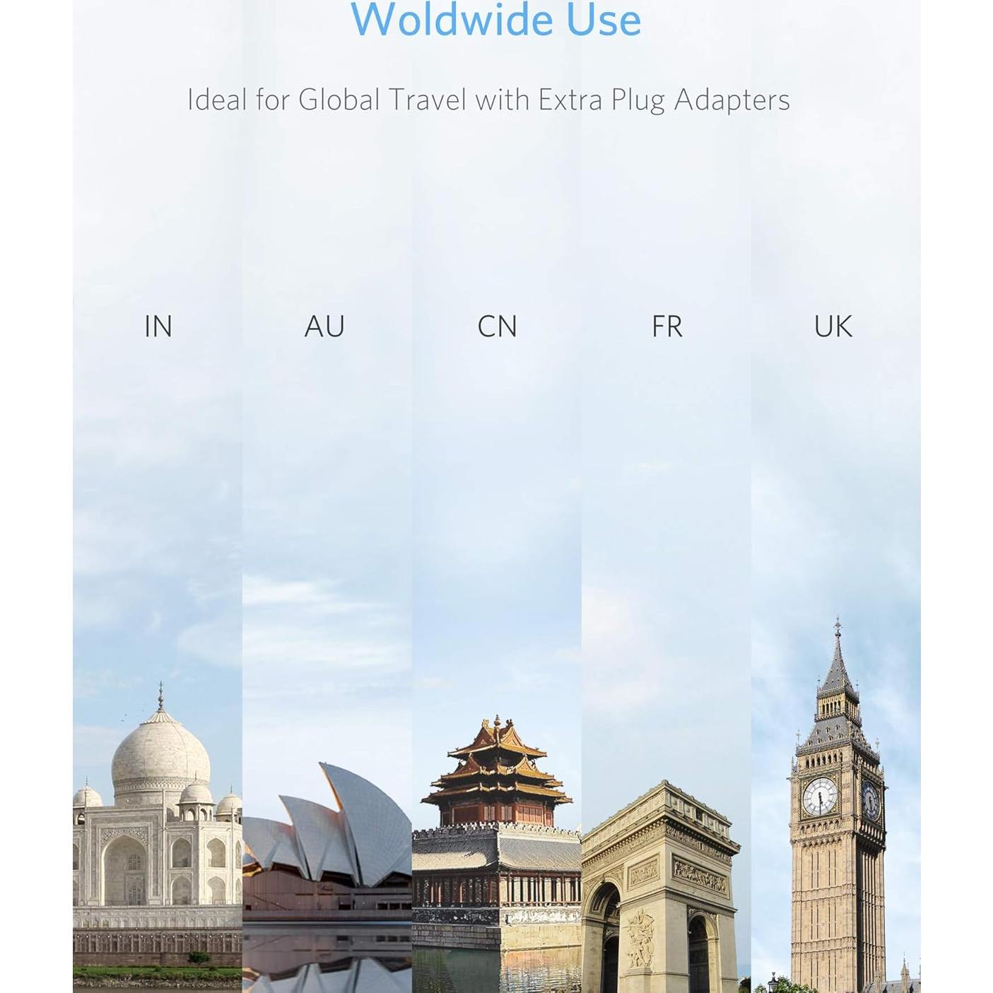 Adaptador de corriente internacional BESTEK 250W 4 USB Blanco