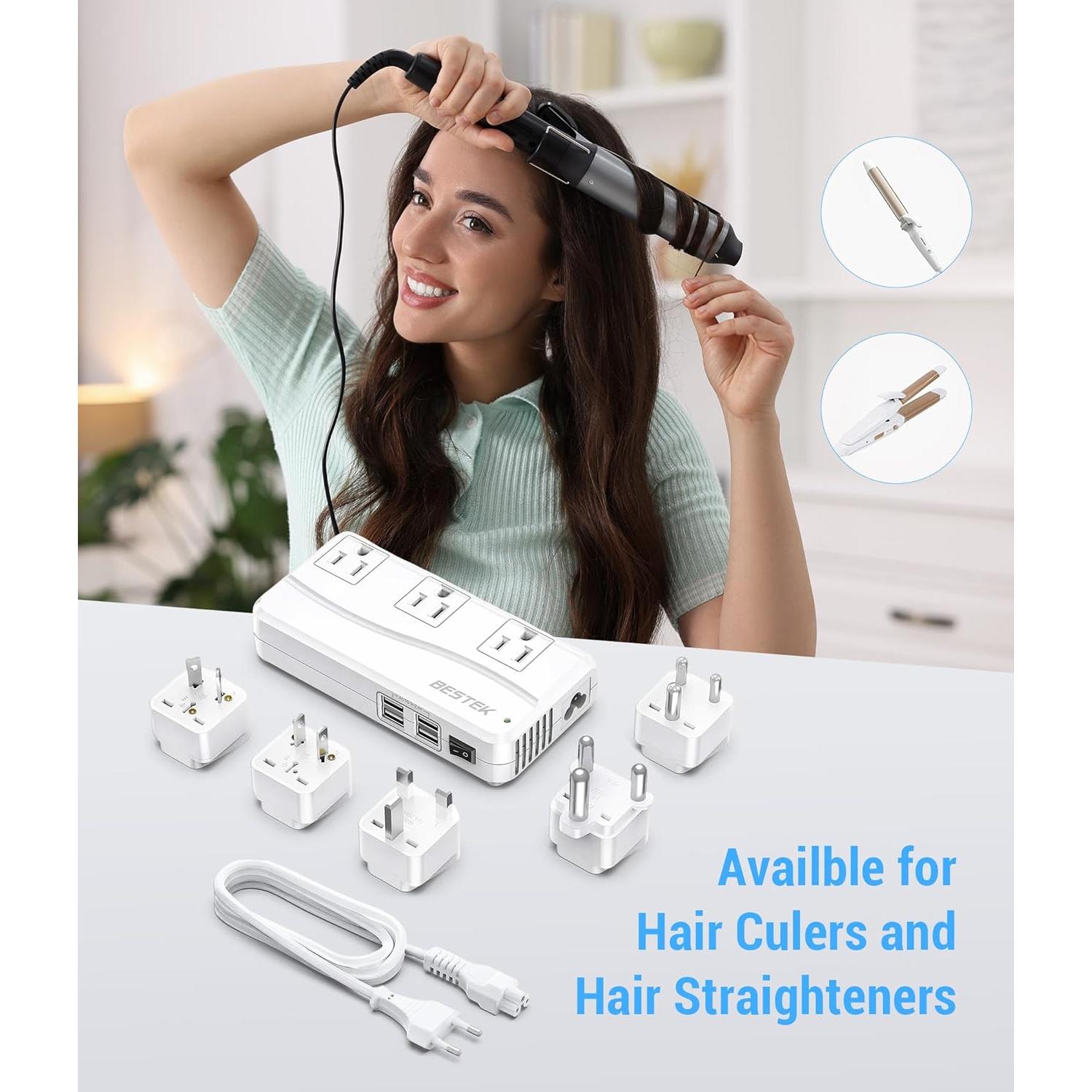 Adaptador de corriente internacional BESTEK 250W 4 USB Blanco