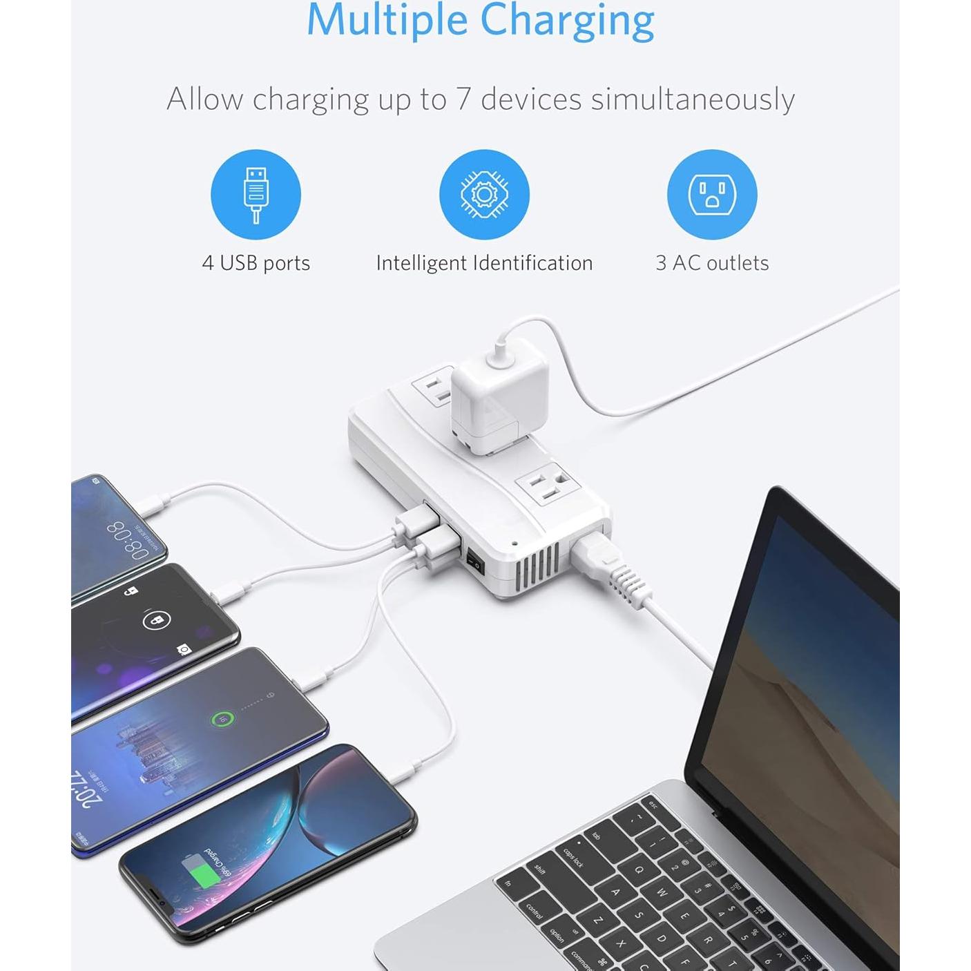 Adaptador de corriente internacional BESTEK 250W 4 USB Blanco