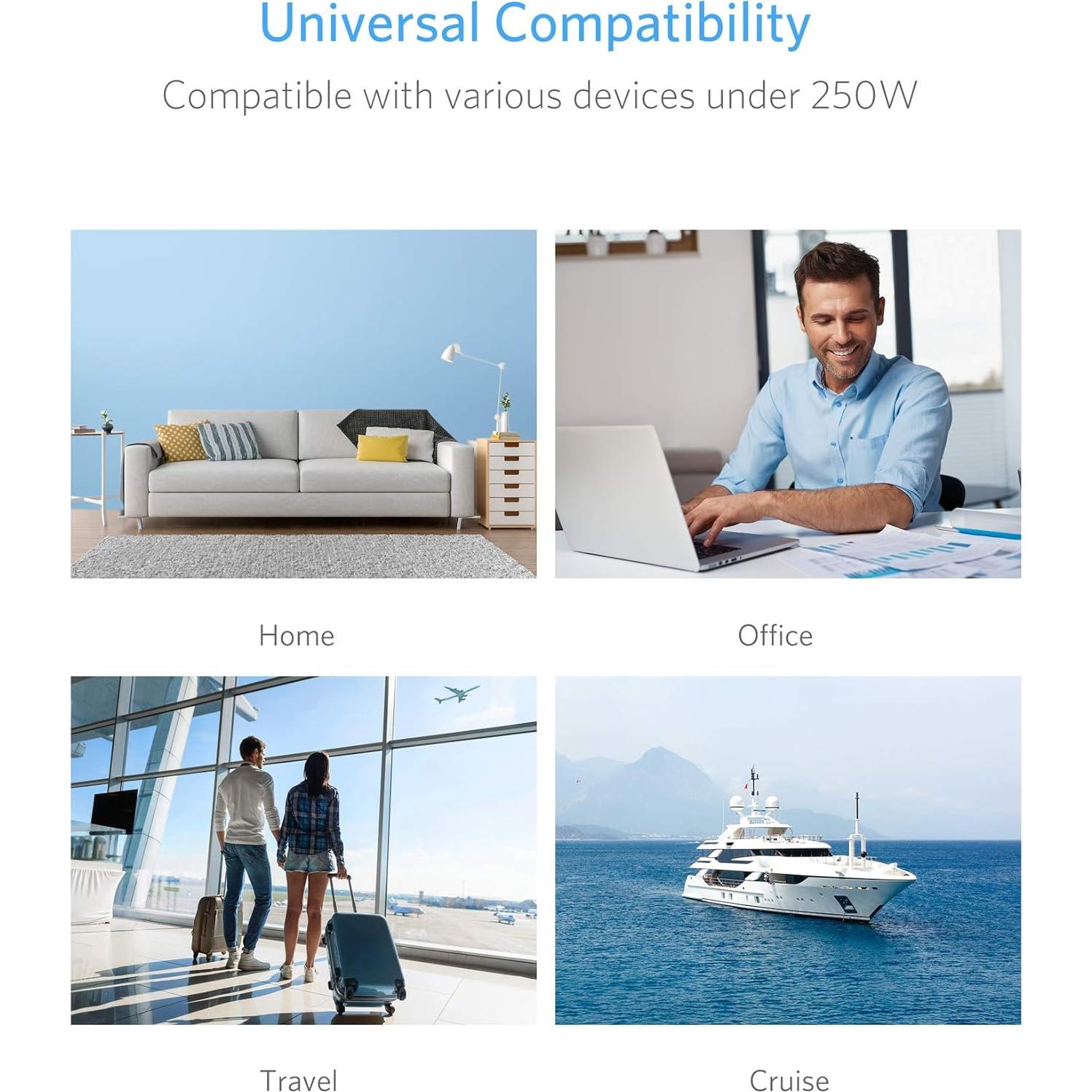 Adaptador de corriente internacional BESTEK 250W 4 USB Blanco