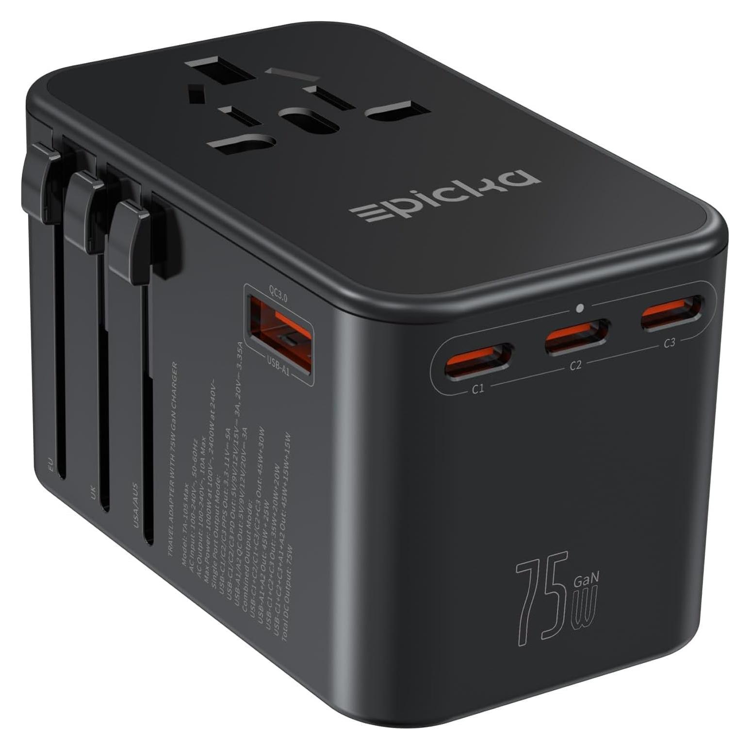 Adaptador de Viaje Universal EPICKA TA-105 Max 75W 5 Puertos
