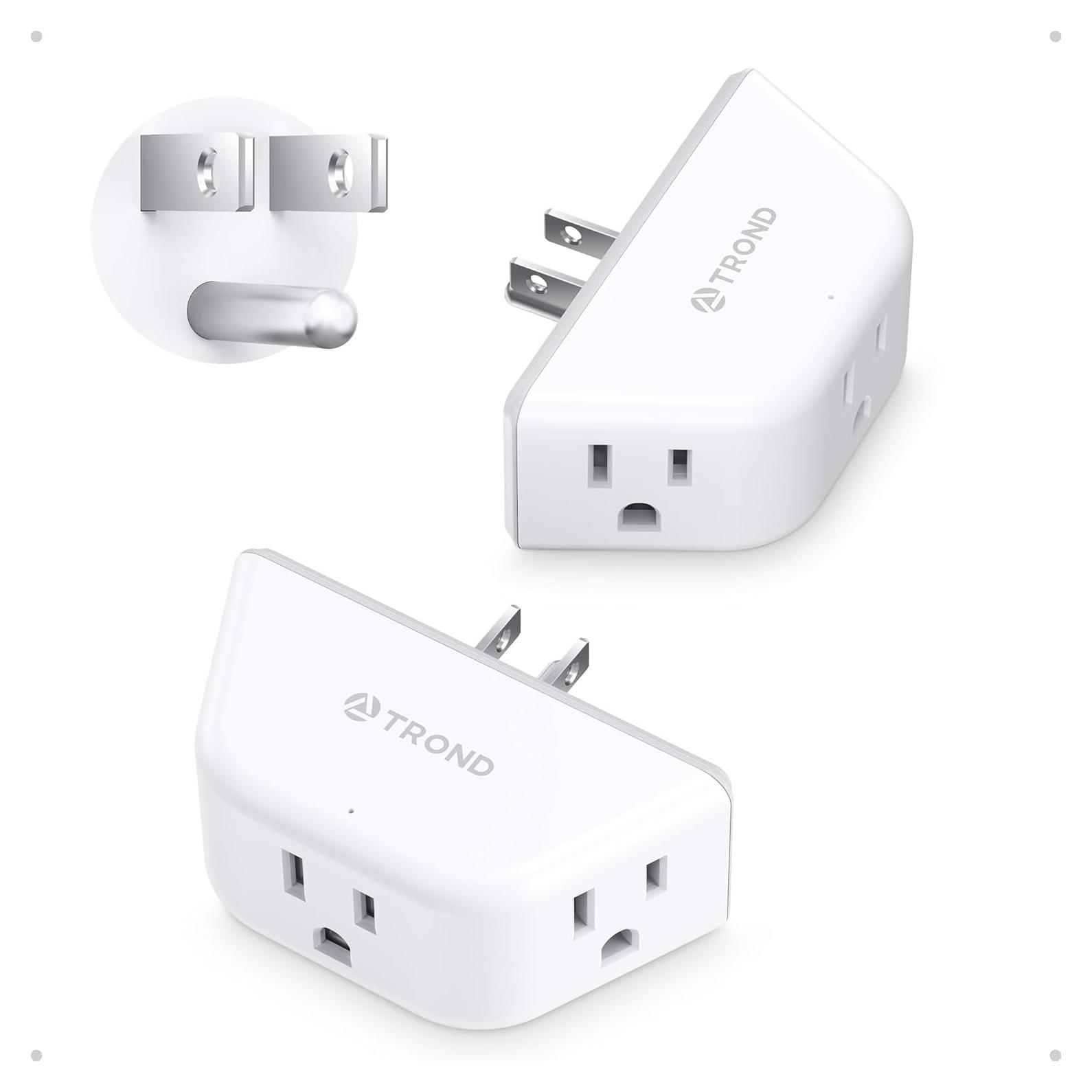 Extensor de Enchufe TROND 2 Paquetes 3 Tomas AC Blanco