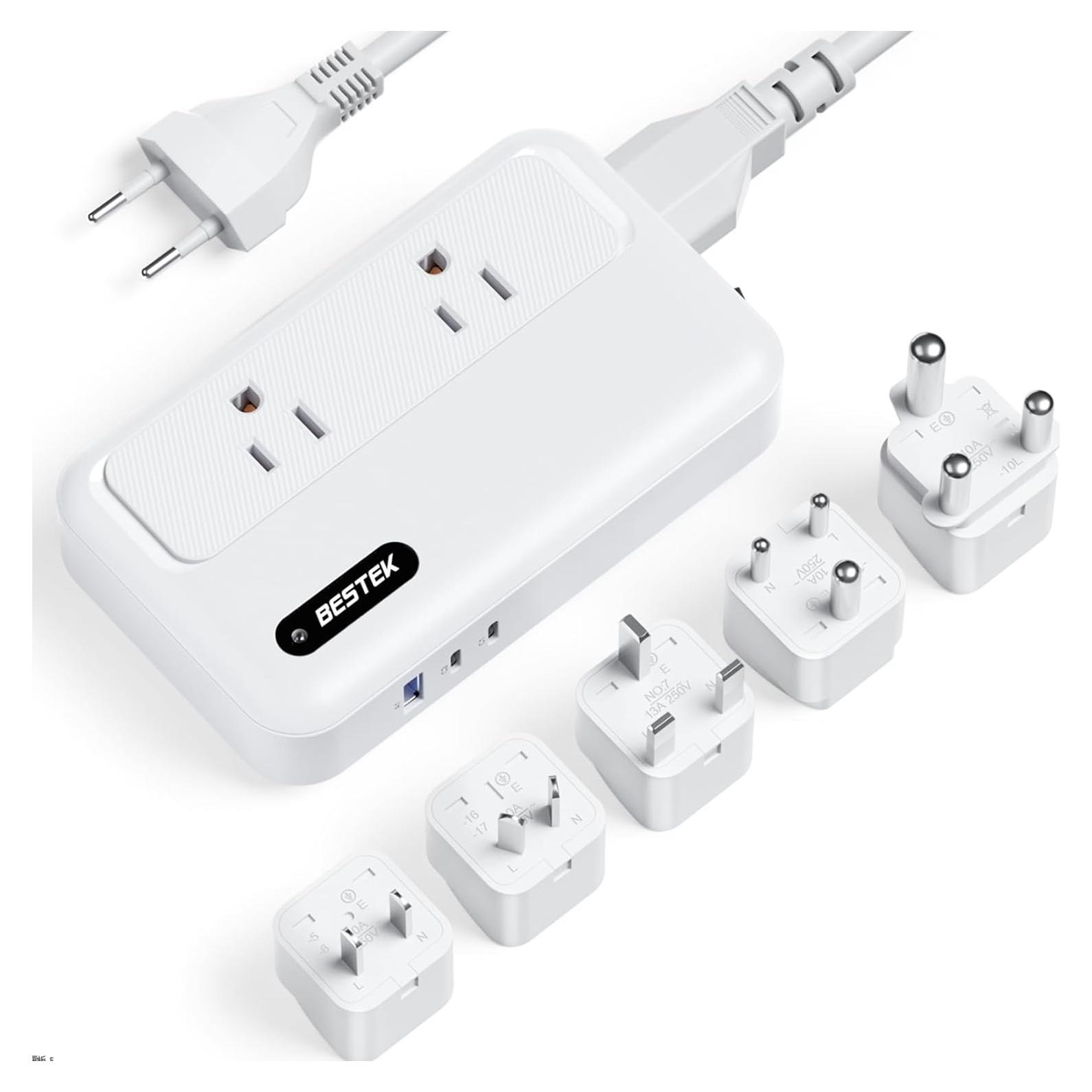 Convertidor de Voltaje BESTEK 220V a 110V con 5 Enchufes