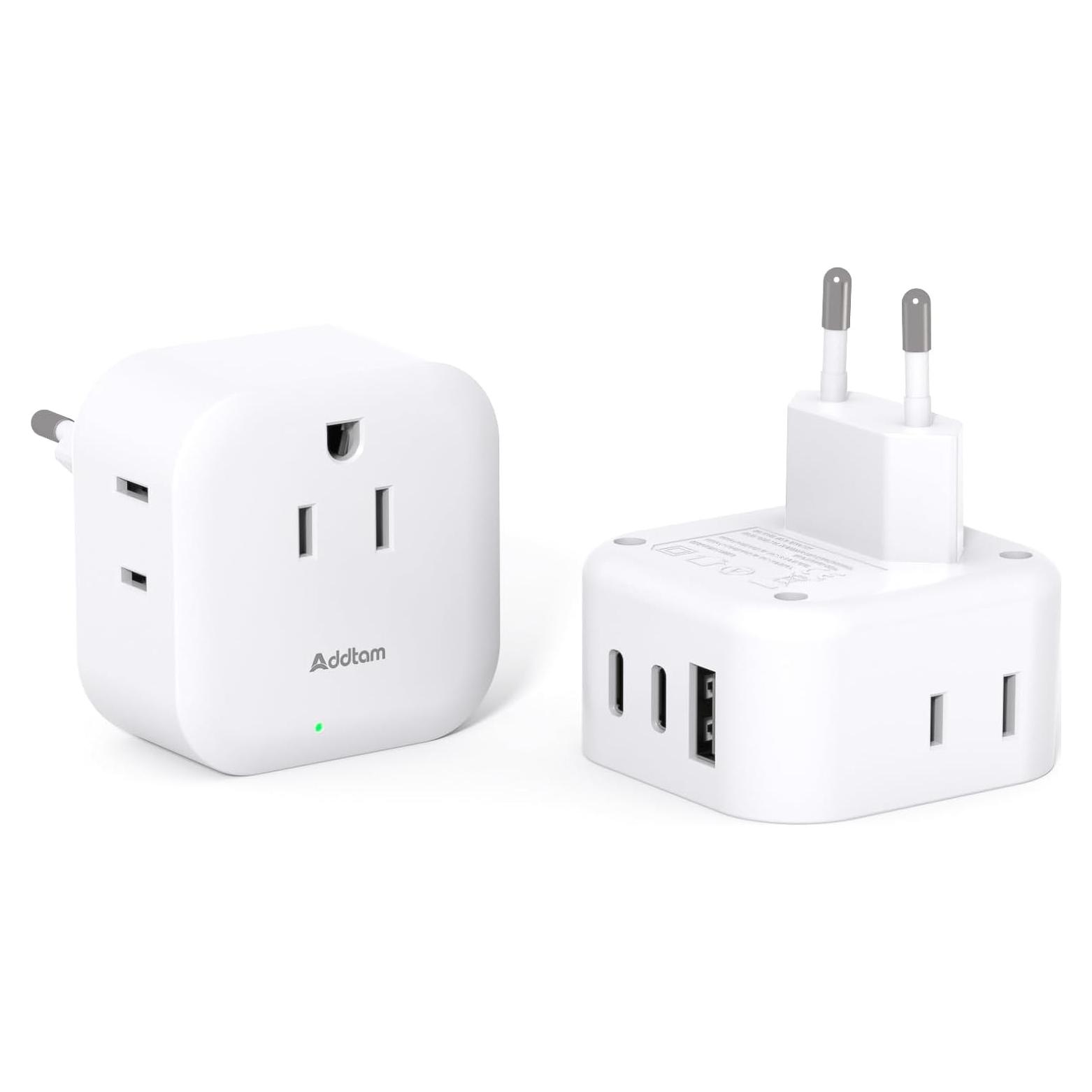 Adaptador de Enchufe de Viaje Addtam Tipo C 6 en 1 con USB