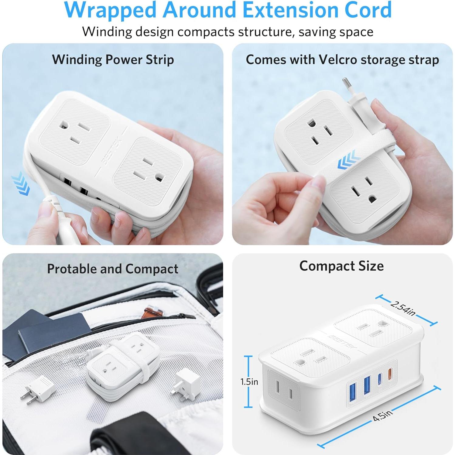 Adaptador de Enchufe de Viaje BESTEK 8 en 1 con 4 USB