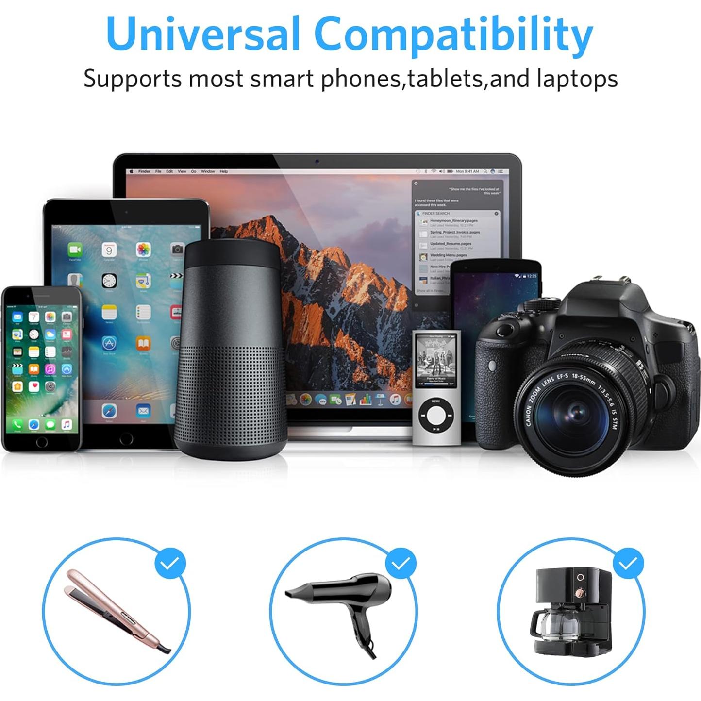 Adaptador de Enchufe de Viaje BESTEK 8 en 1 con 4 USB