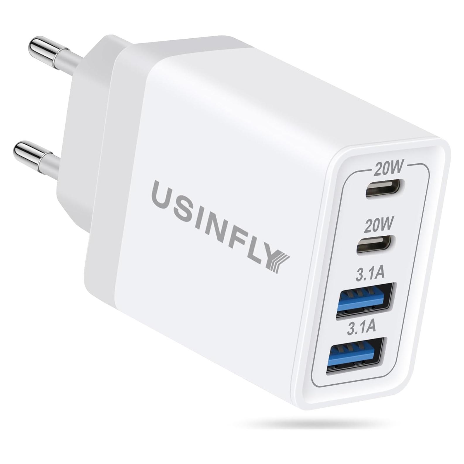 Adaptador de Enchufe de Viaje USB C 40W Heyuan Blanco