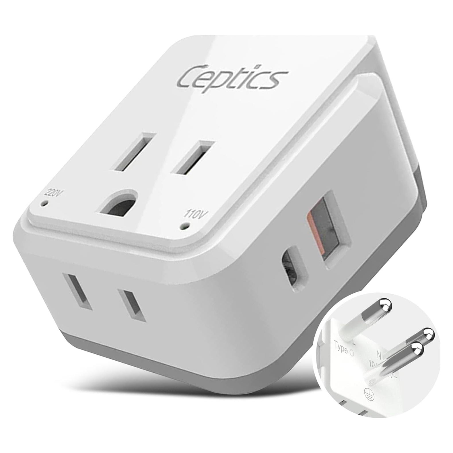Adaptador de Viaje Ceptics Tipo O para Tailandia 20W PD QC