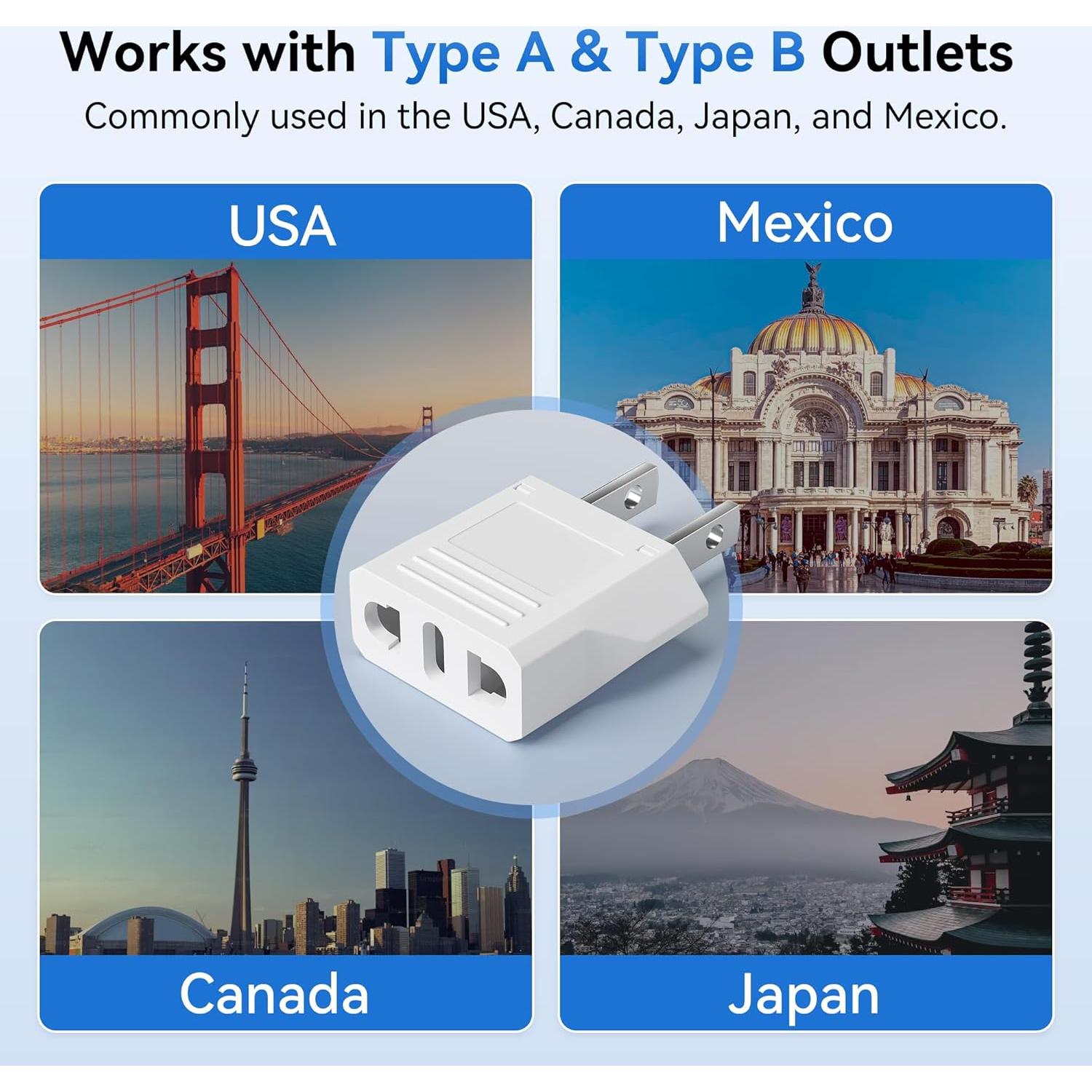 Adaptador de Enchufe Unidapt Europa a EE. UU. - Paquete de 2