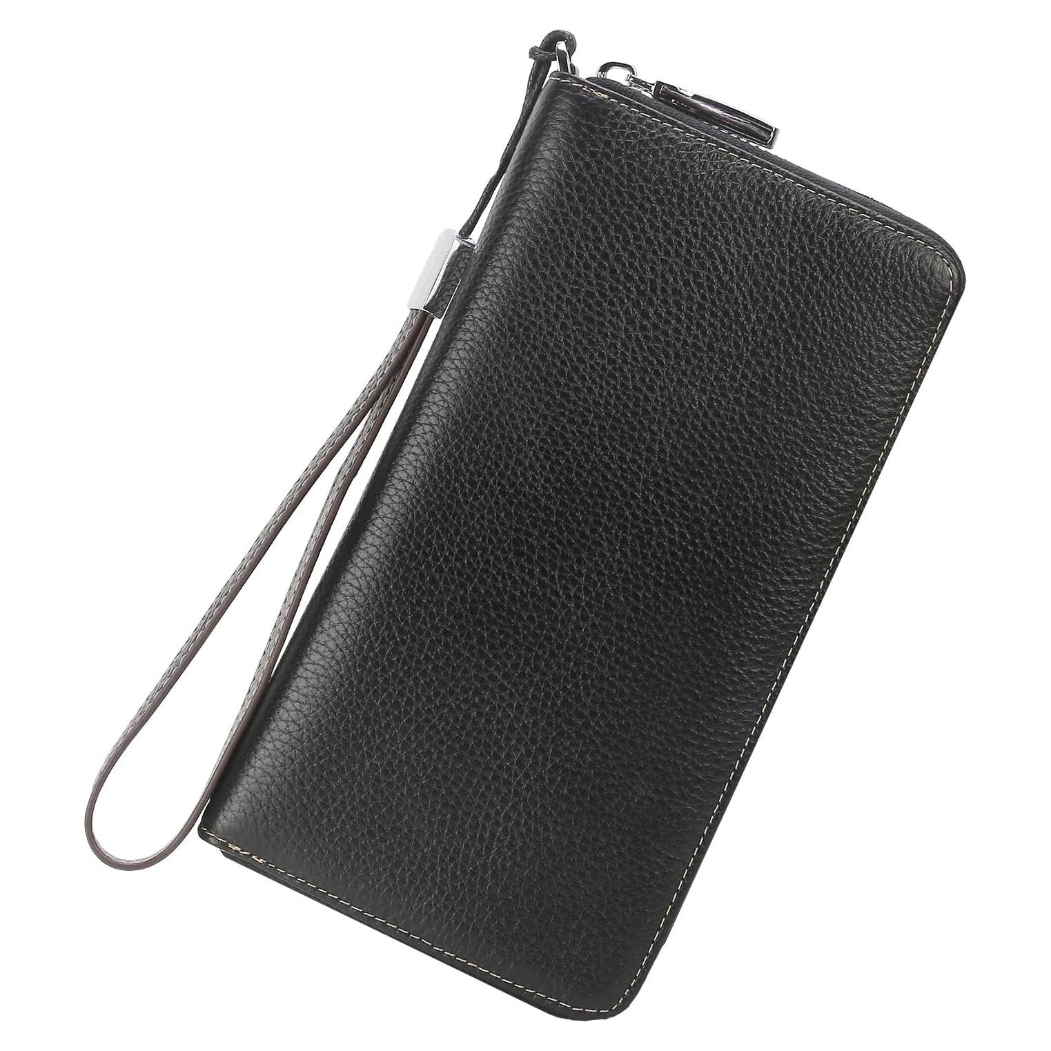 Billetera Clutch de Cuero Lavemi Mujer RFID Grande Negra
