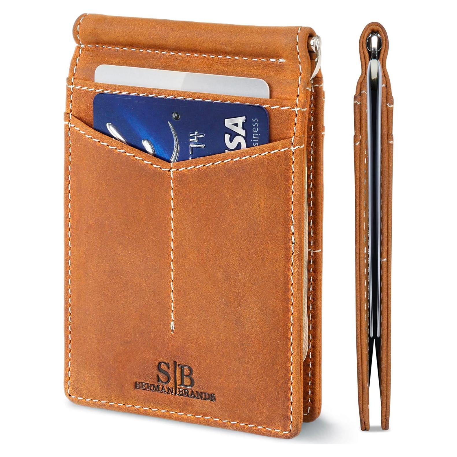 Cartera delgada SERMAN BRANDS Rogue - Cuero genuino, bloqueadora RFID