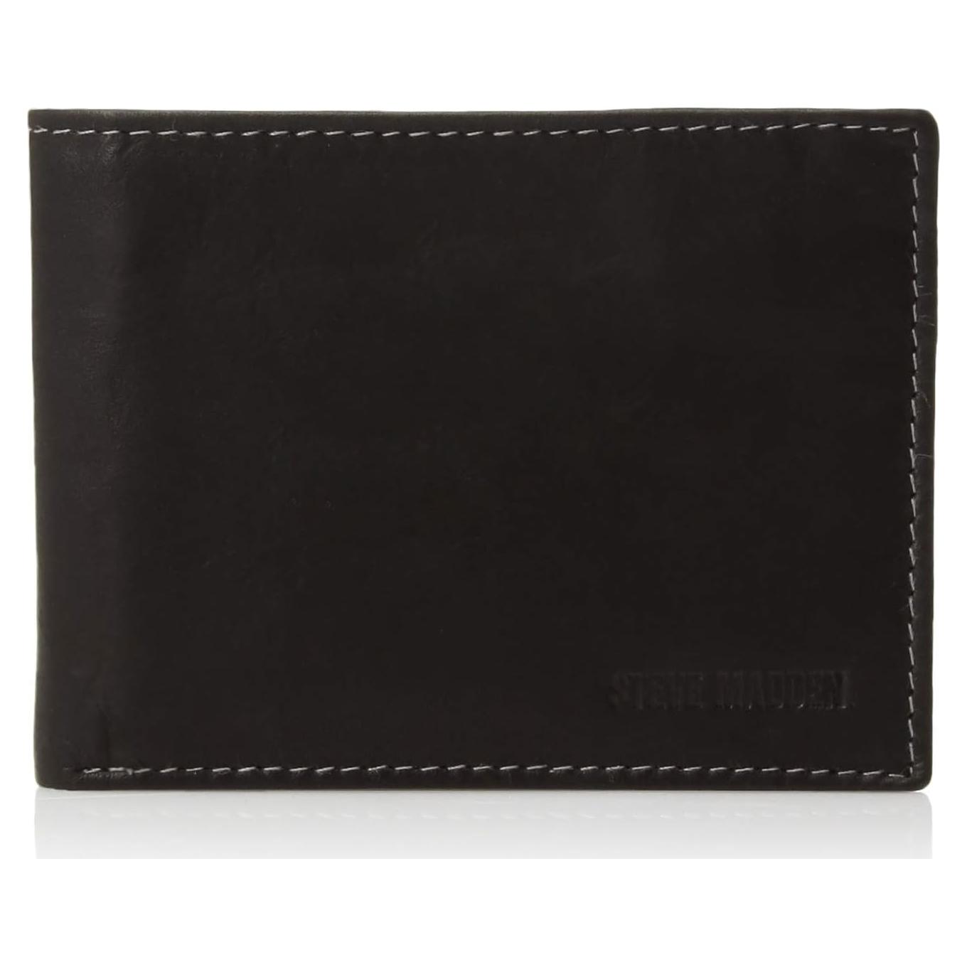 Cartera de Cuero Slim Steve Madden para Hombre - Negra