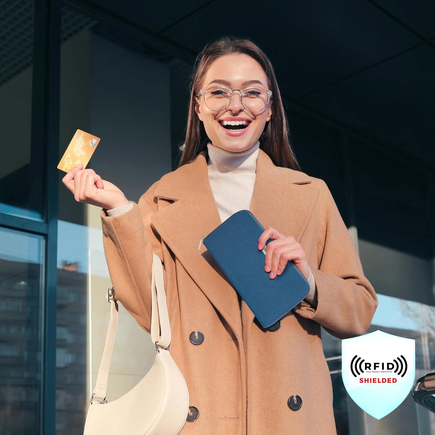 Billetera Travelon con bloqueo RFID - Negro, 8x10 cm