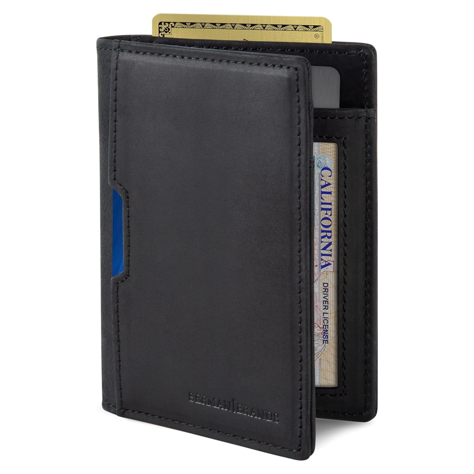 Cartera Bifold de Cuero SERMAN BRANDS con Bloqueo RFID - Negro