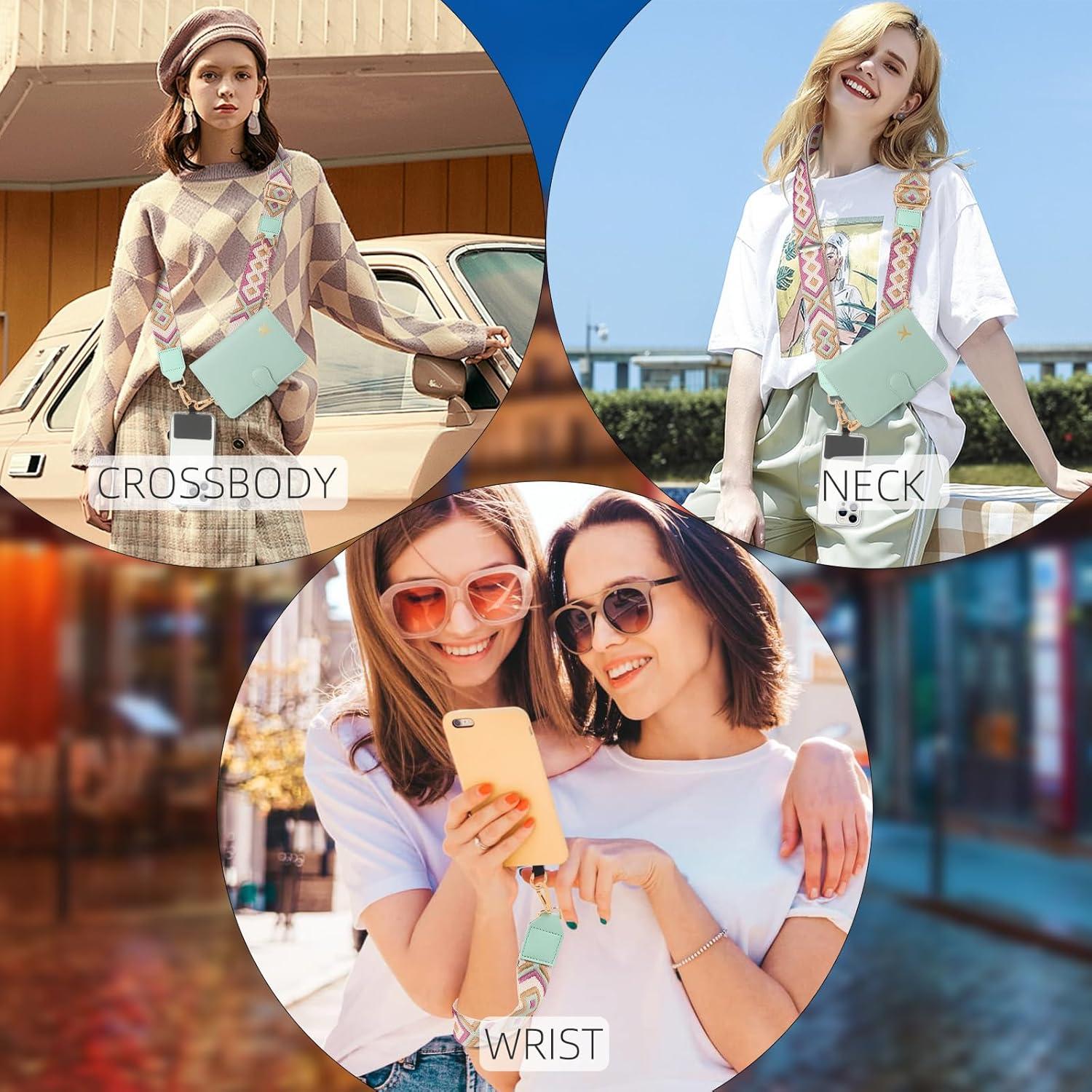 Portapasaportes ZOPPEN Verde con Correa Cruzada y Lanyard