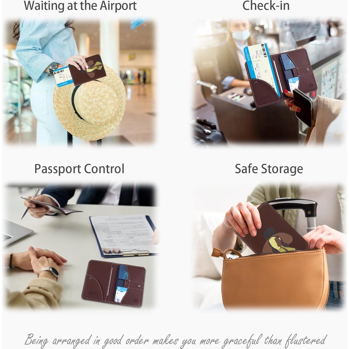 Portafolio de Pasaporte Lychii Chocolate con Bloqueo RFID