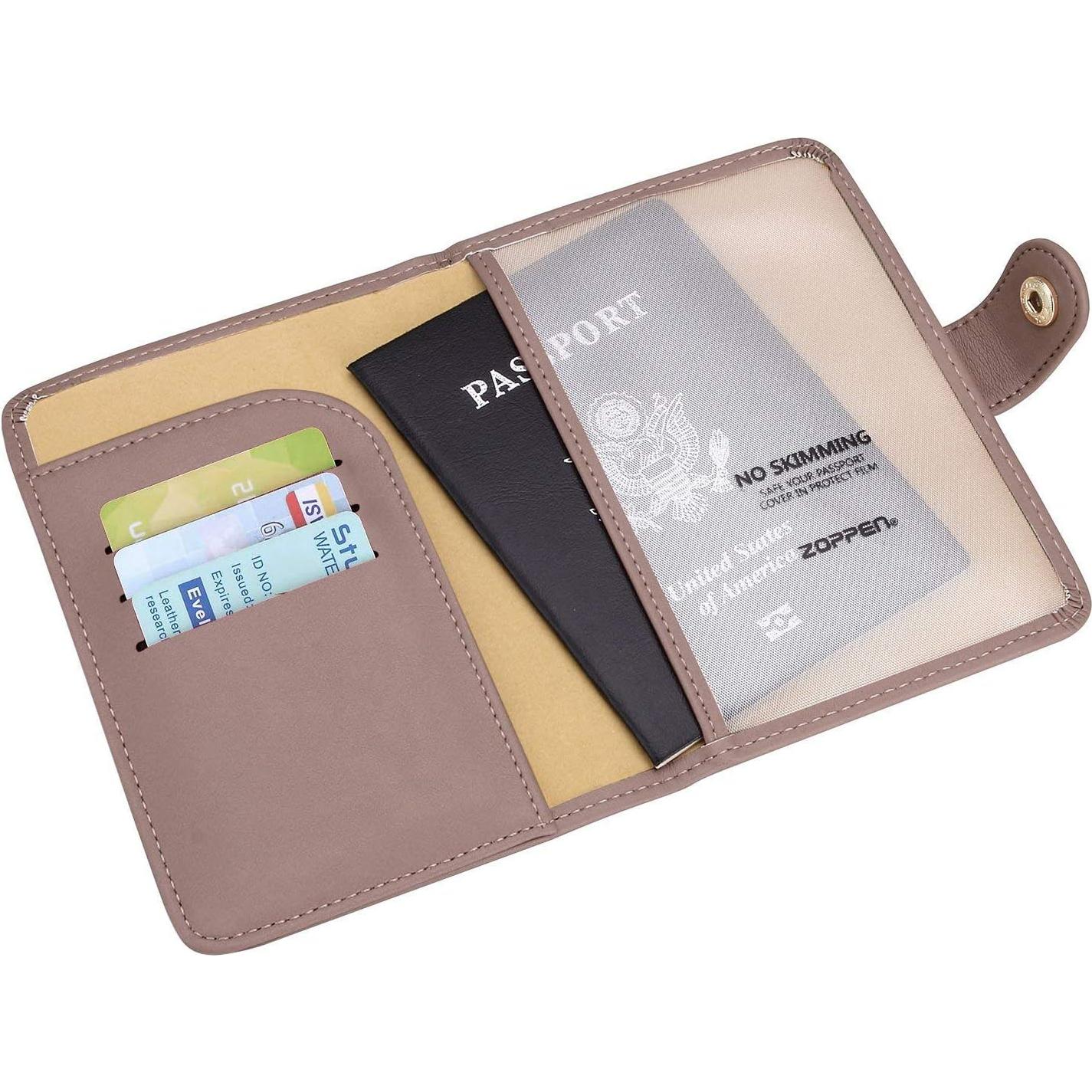 Funda Pasaporte ZOPPEN Rosa Polvoriento con Bloqueo RFID