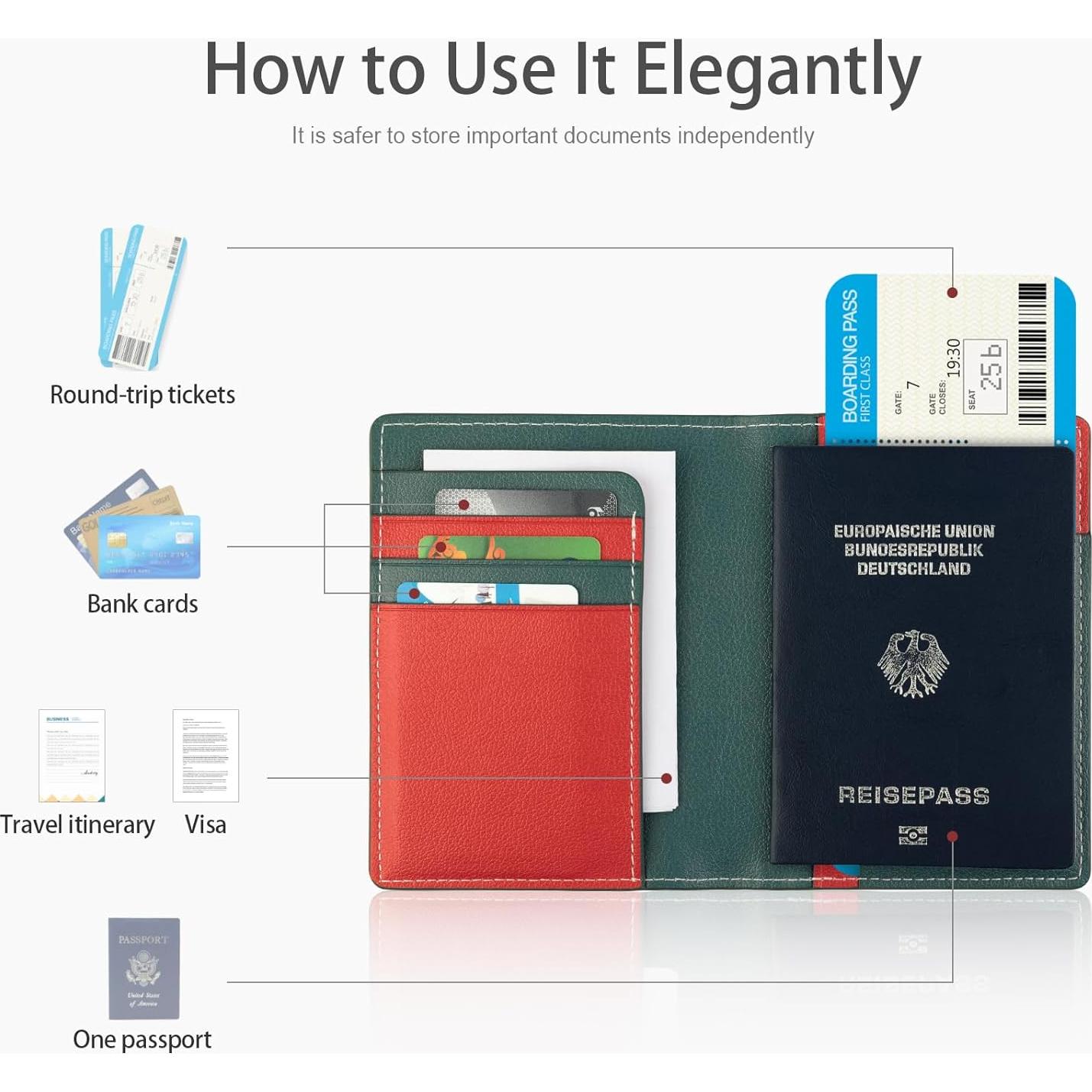 Funda para Pasaporte Lychii Verde Oscuro con Bloqueo RFID