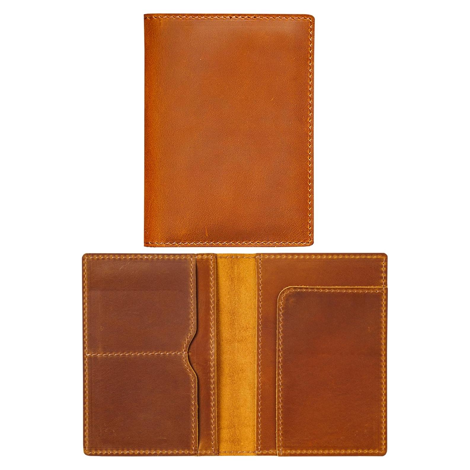 Funda de Pasaporte de Cuero HIFA Marrón Hecha a Mano 21x14cm