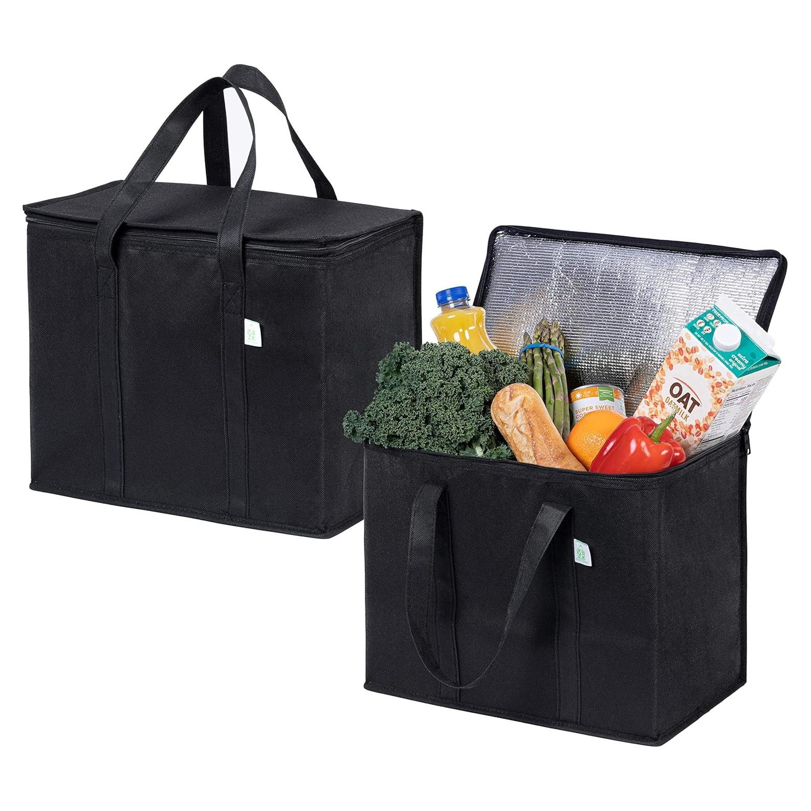 VENO 2 Bolsas Térmicas Aisladas Reutilizables 29L Negro