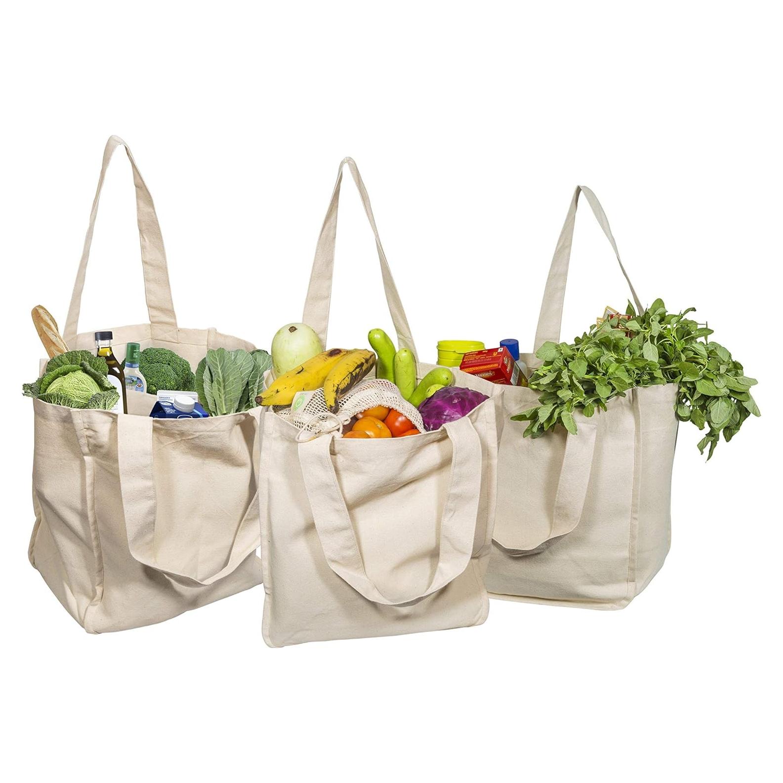 Bolsas de Compras de Lona Orgánica Reutilizables 3 Pzas