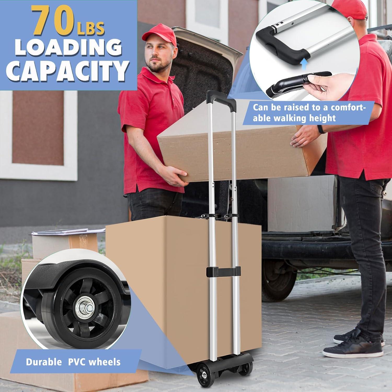 Carro de Mano Plegable ZHJINGYU 31.75 kg Aluminio 2 Ruedas