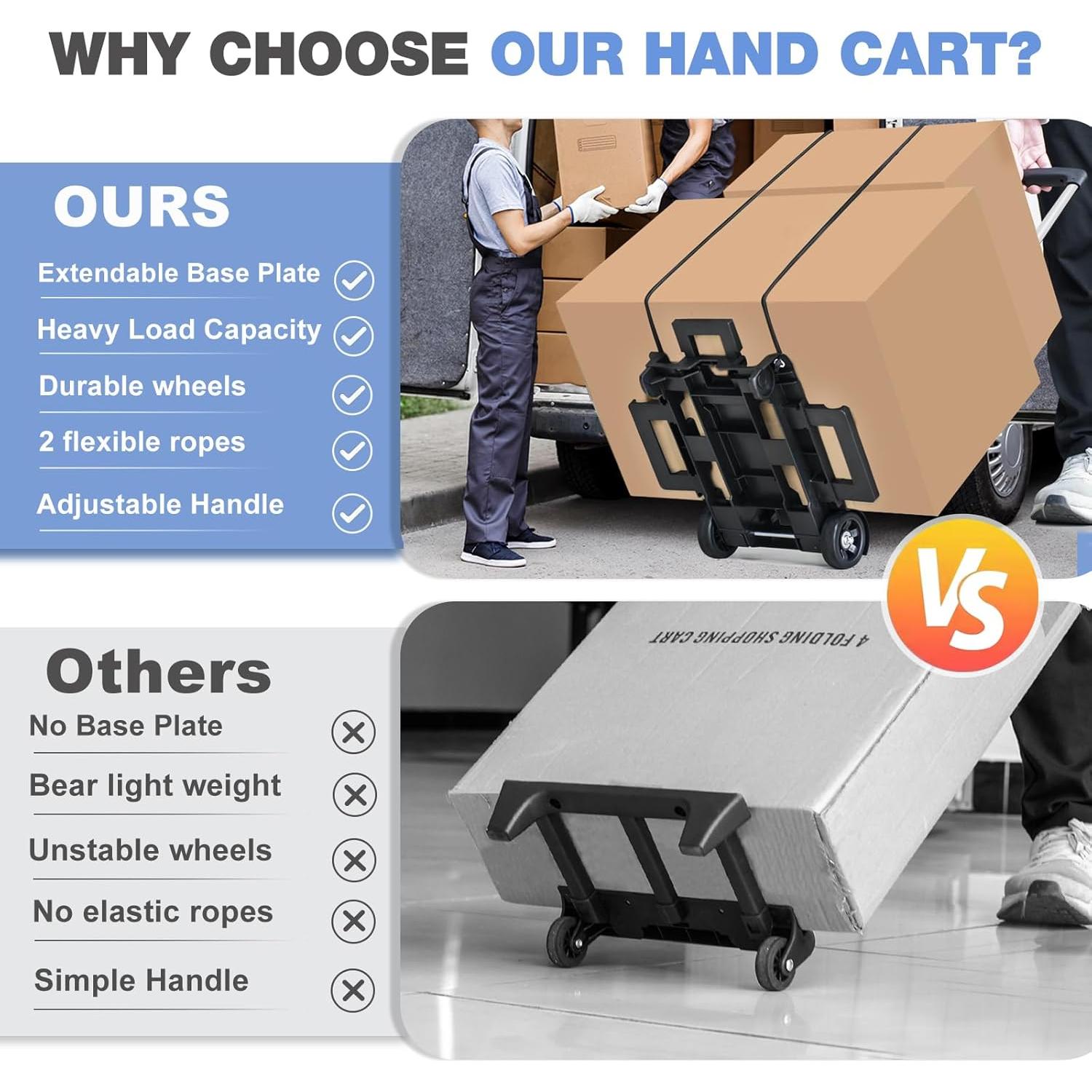 Carro de Mano Plegable ZHJINGYU 31.75 kg Aluminio 2 Ruedas