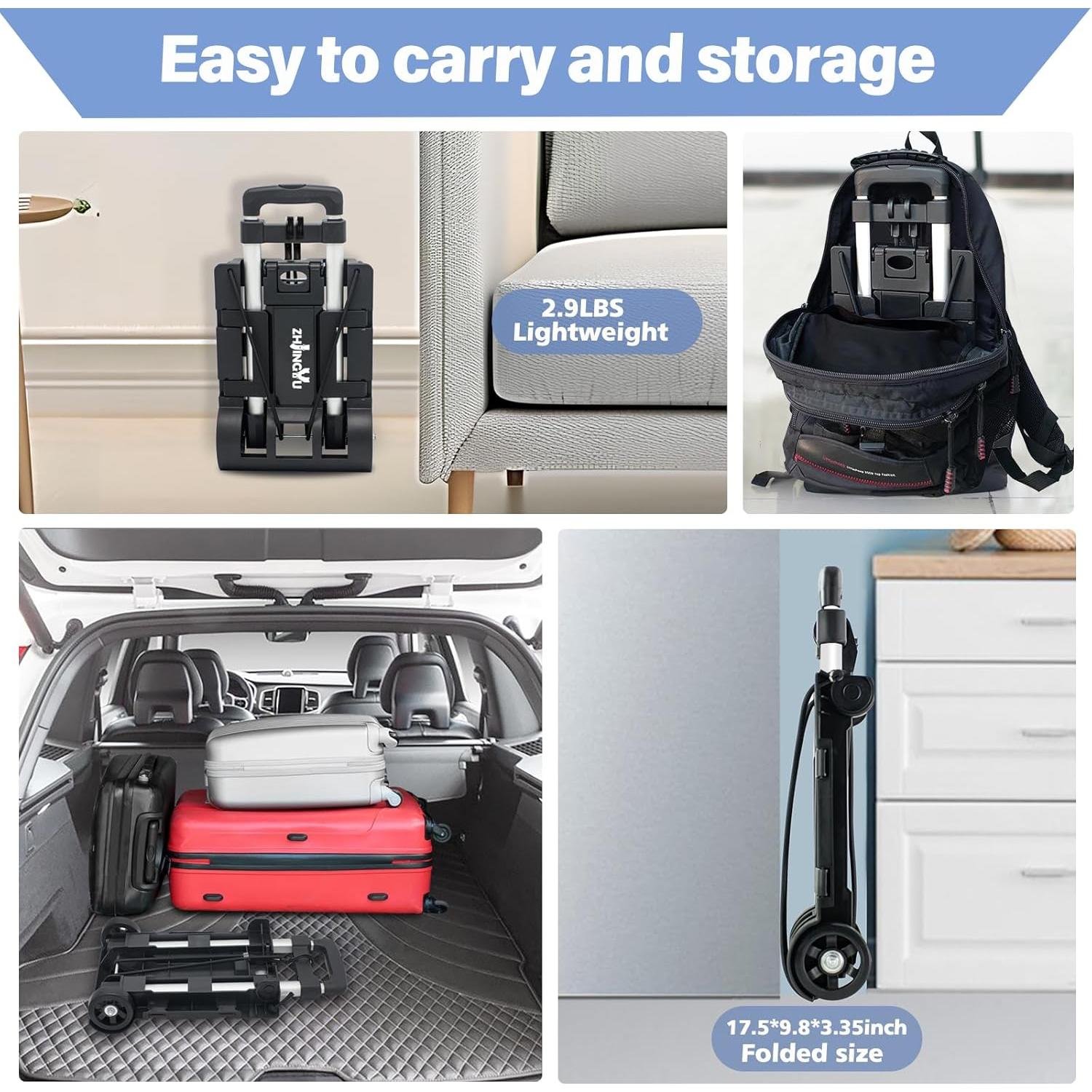 Carro de Mano Plegable ZHJINGYU 31.75 kg Aluminio 2 Ruedas