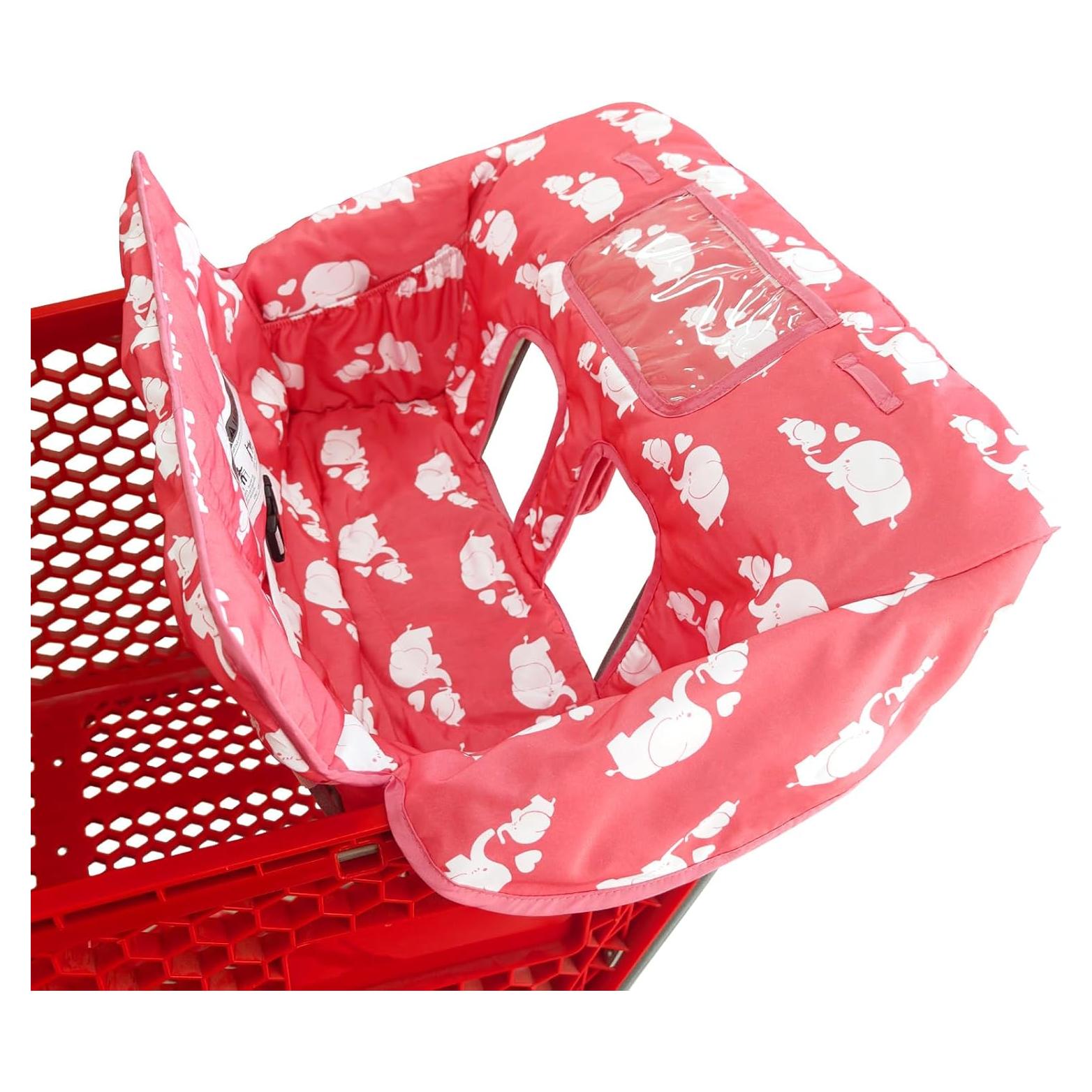 Cubierta 2-en-1 para carrito de compras y silla alta LG-ZT04 Elefante Rosa