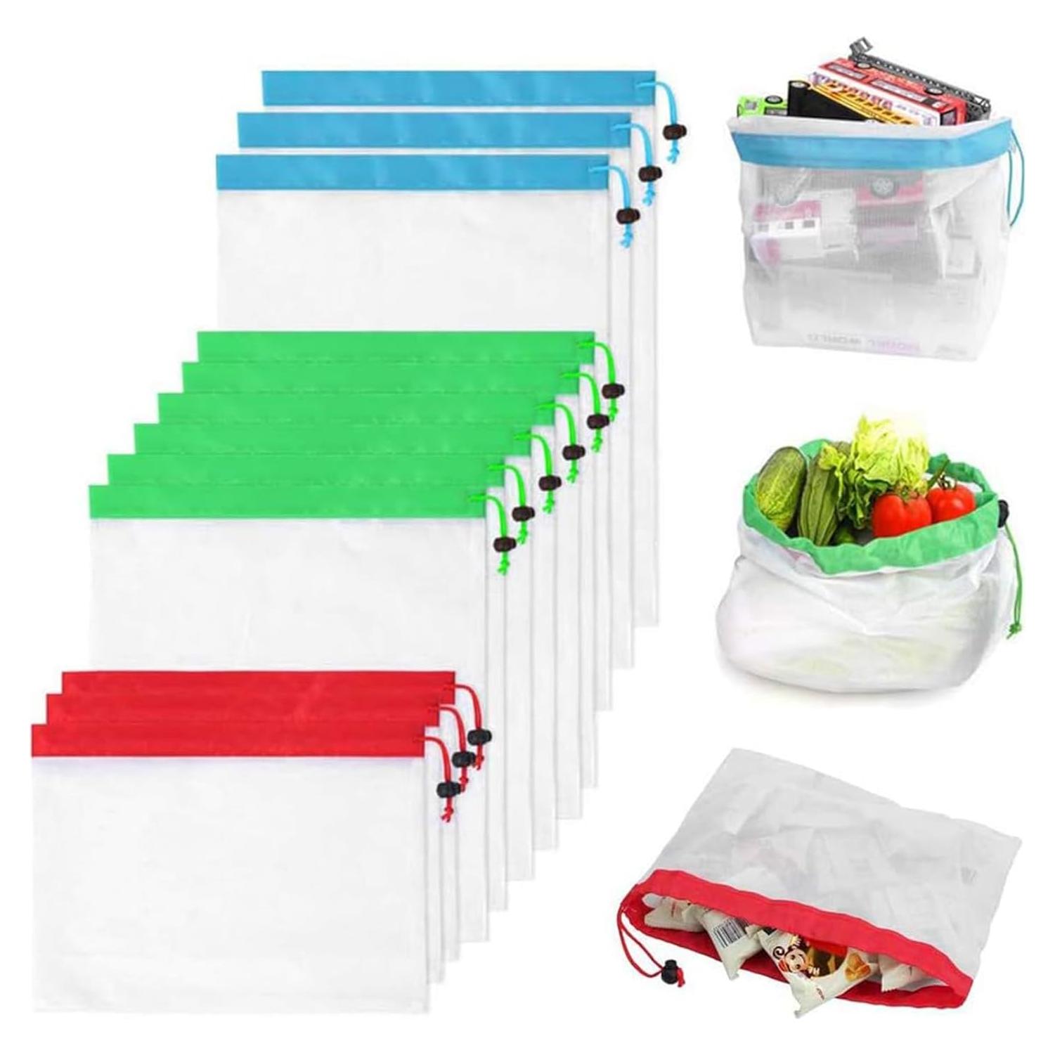 Bolsas de Produce Reutilizables Conzy - Juego de 12 Coloridas