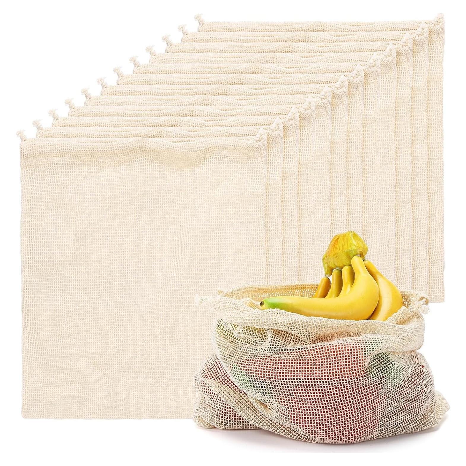 Bolsas de Malla de Algodón Reutilizables Tbestmax 12 Pcs 35x43 cm