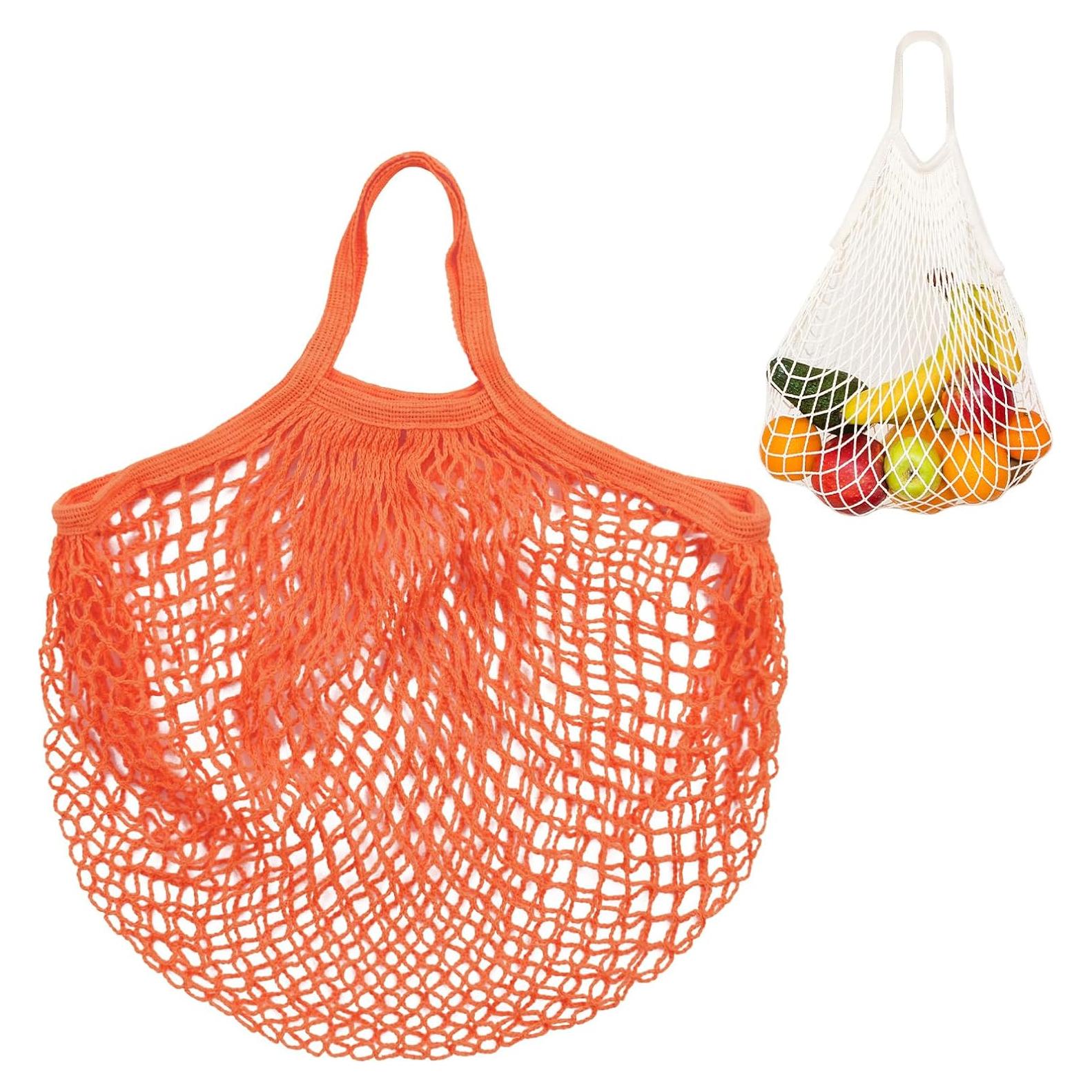 Bolsa de Malla de Algodón Reutilizable Naranja 48x35cm